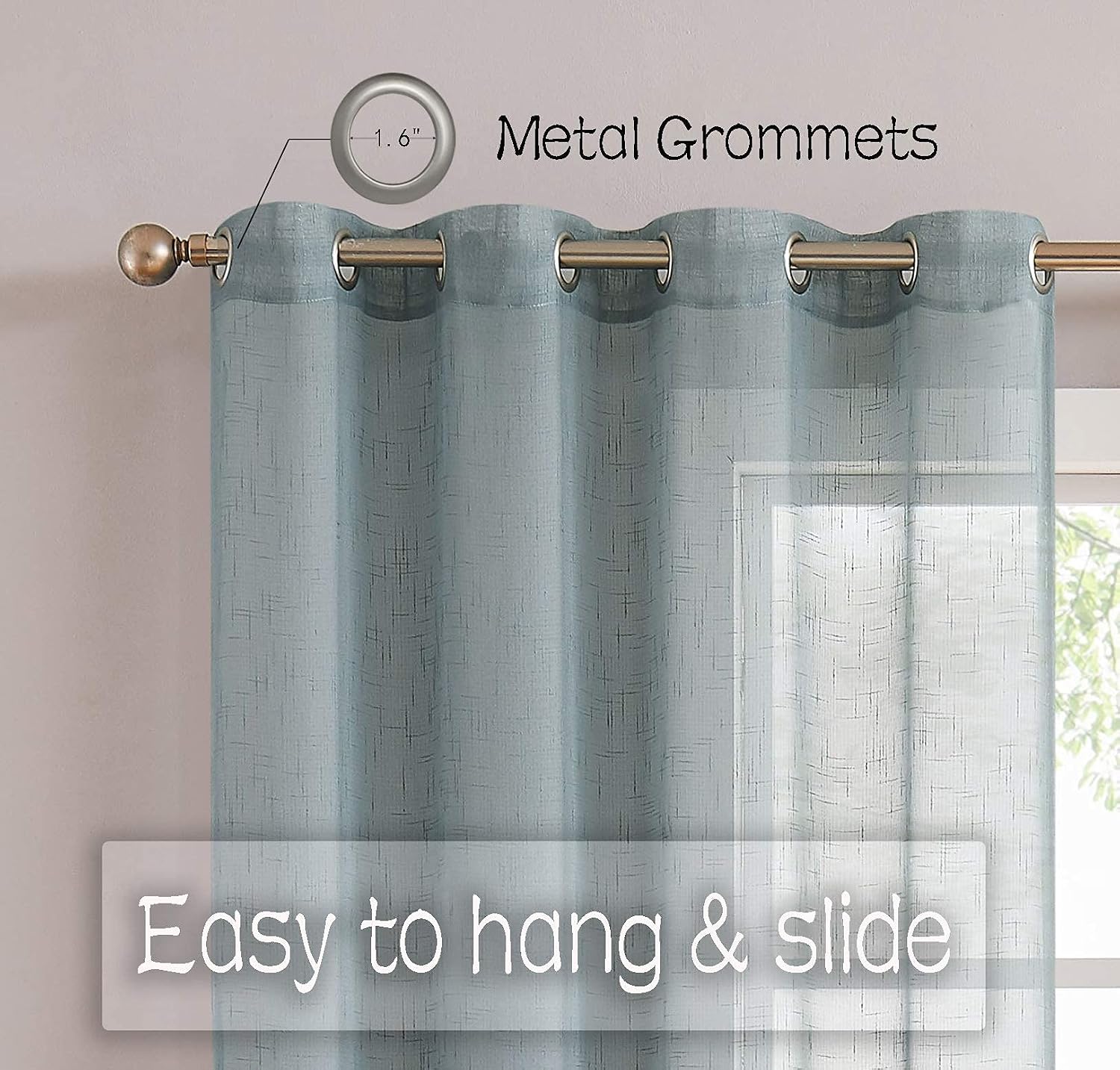 Randall Off White Sheer Open Weave Curtain for Living Room 2 Panels,72"