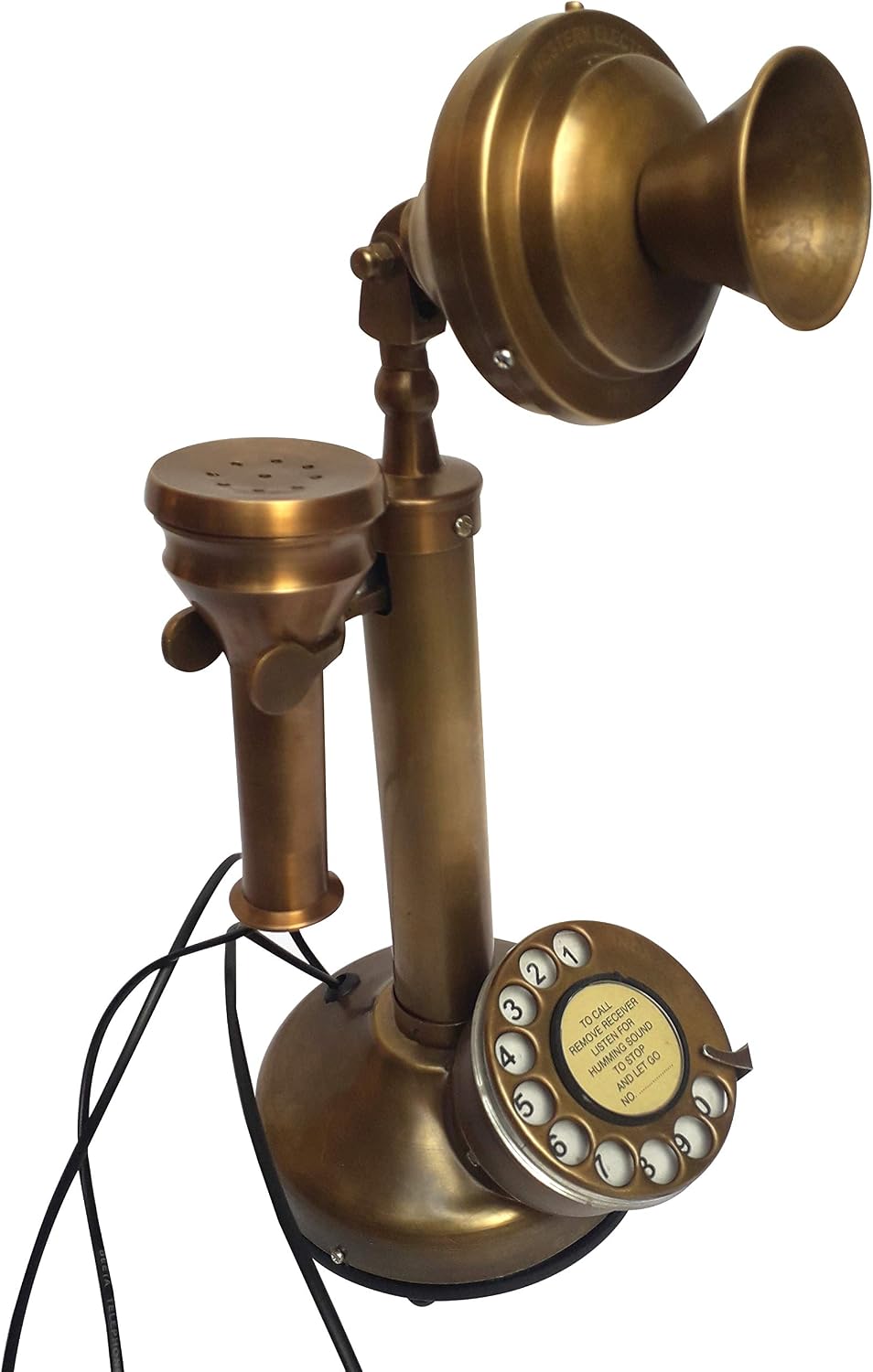 Antique Brass Candlestick Phone Replica Electronic Corded Rotary Dial Phone Home DecorWestern Electric Bell Telephone