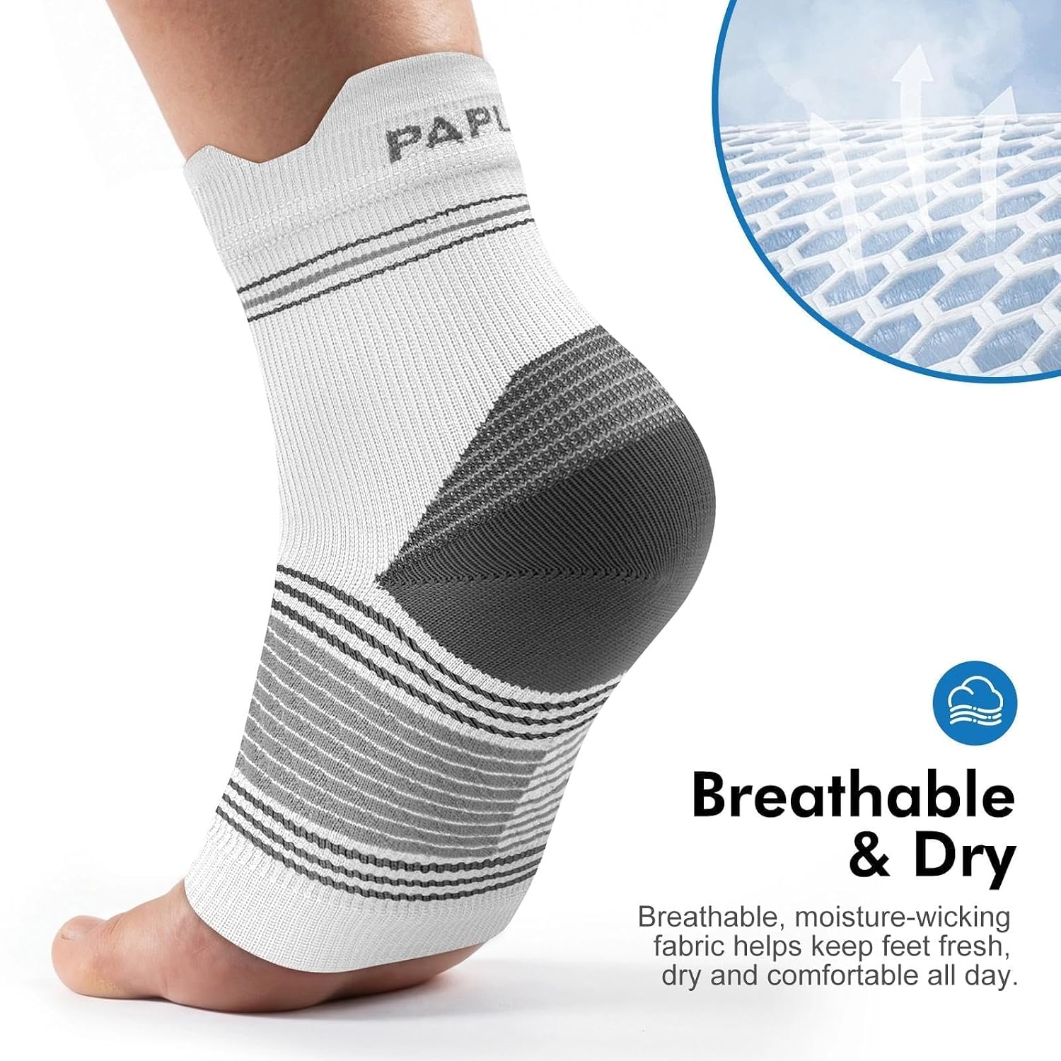 PAPLUS 6 Pairs Plantar Fasciitis Socks, Compression Socks with Arch Support