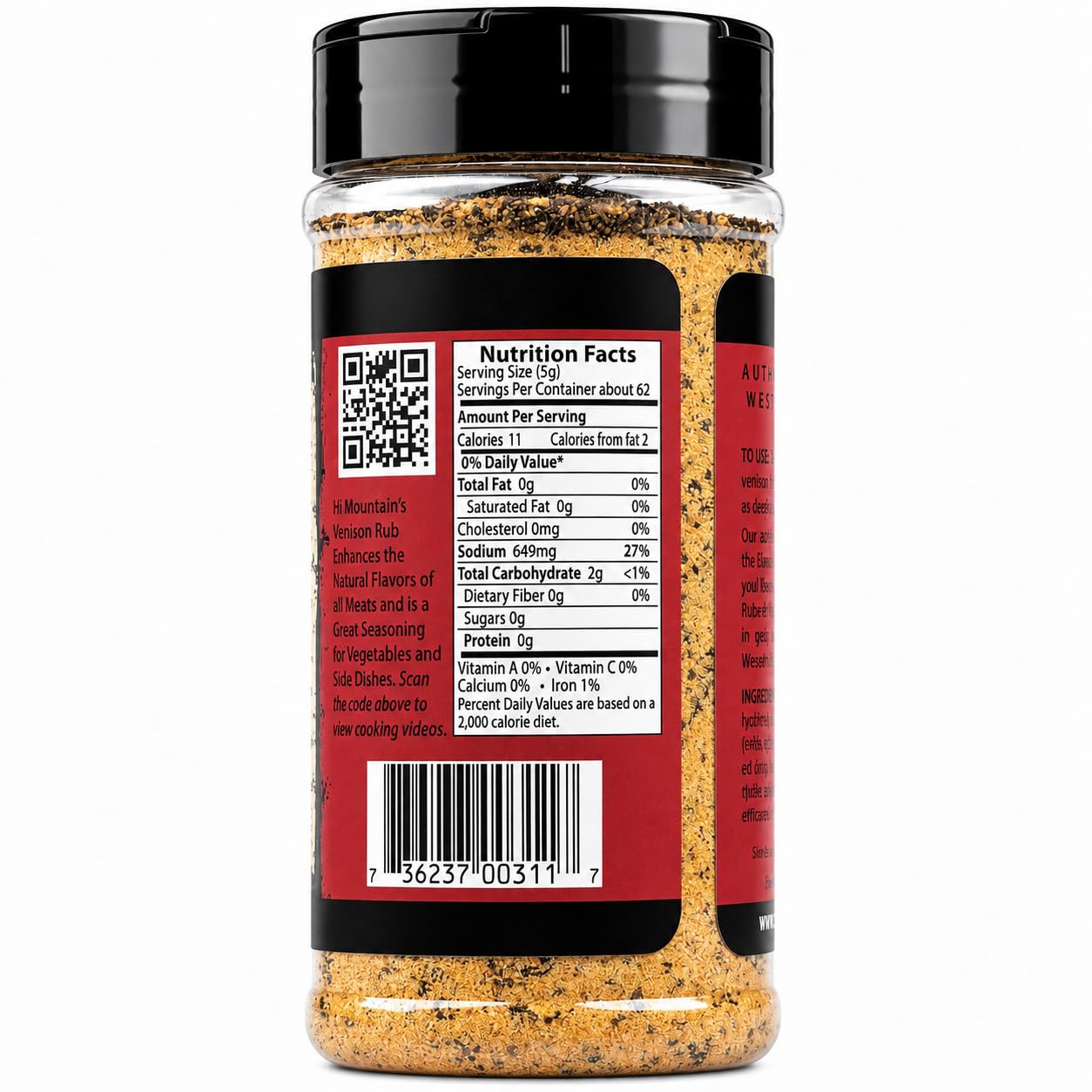 Hi Mountain | GARLIC PEPPER RUB | Meat Seasoning | 11 oz | Garlic pepper seasoning for beef, pork, venison, deer, elk, chicken, burgers, and vegetables