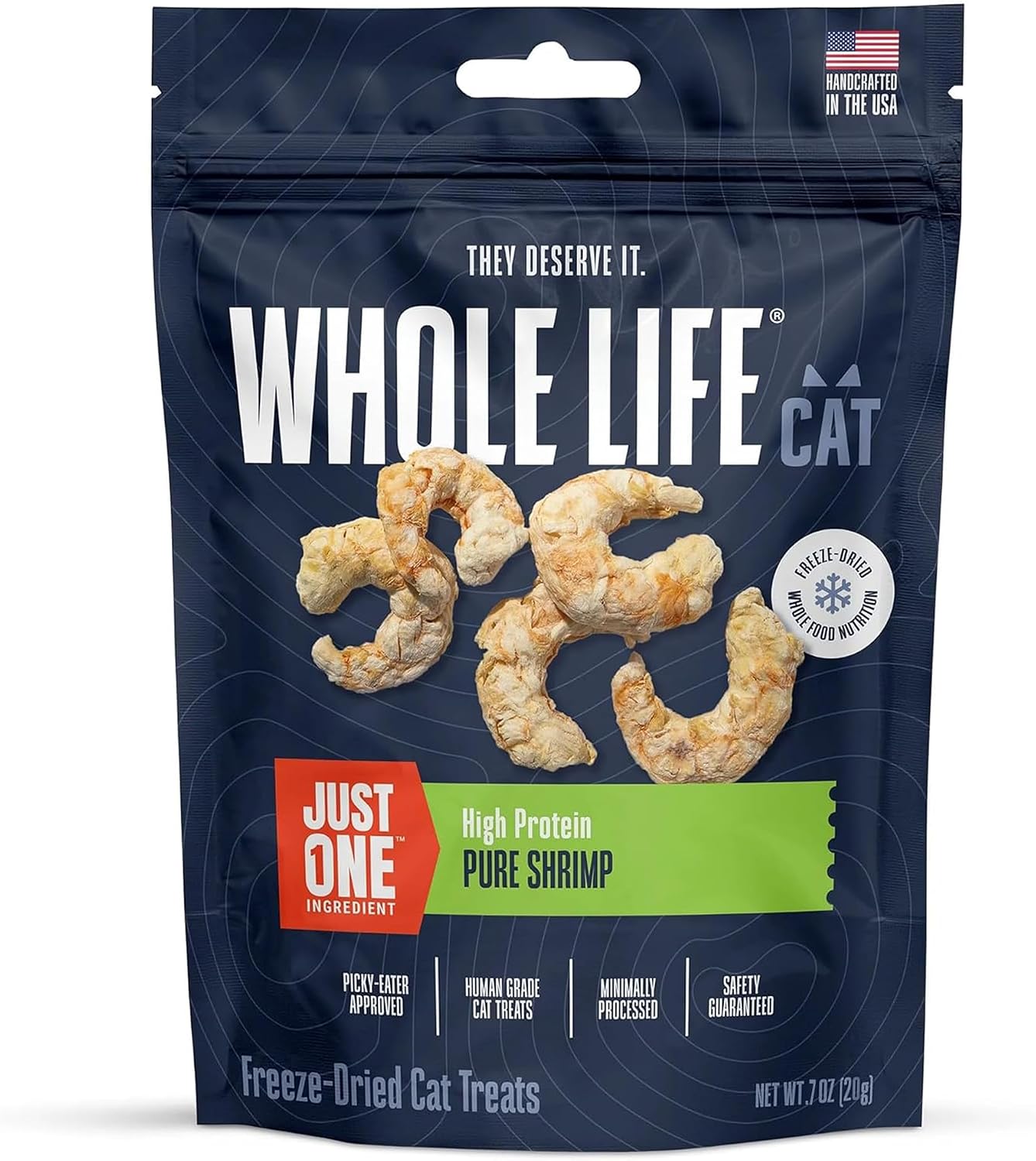 Whole Life Cat Just One Salmon Freeze Dried Cat Treats - Human Grade High Protein Food, Healthy Training Snacks, Freeze Dried Salmon Food Toppers, USA Made Natural Treats - 1 oz (Pack of 1)