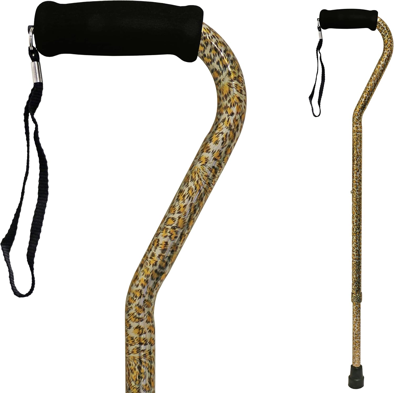PCP Adjustable Cane, Offset Handle, Foam Grip, Wrist Strap, Lightweight Aluminum, Hunter Camouflage Pattern
