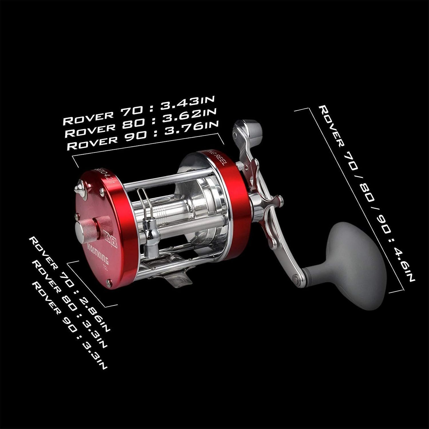 KastKing Rover Round Baitcasting Fishing Reels, Perfect Reel for Catfish | Max Drag: 30 lb, 4+1 BB, 22.8 oz, Reinforced Metal Body, Carbon Fiber Drag System, Oversized Non-Slip TPE Grips