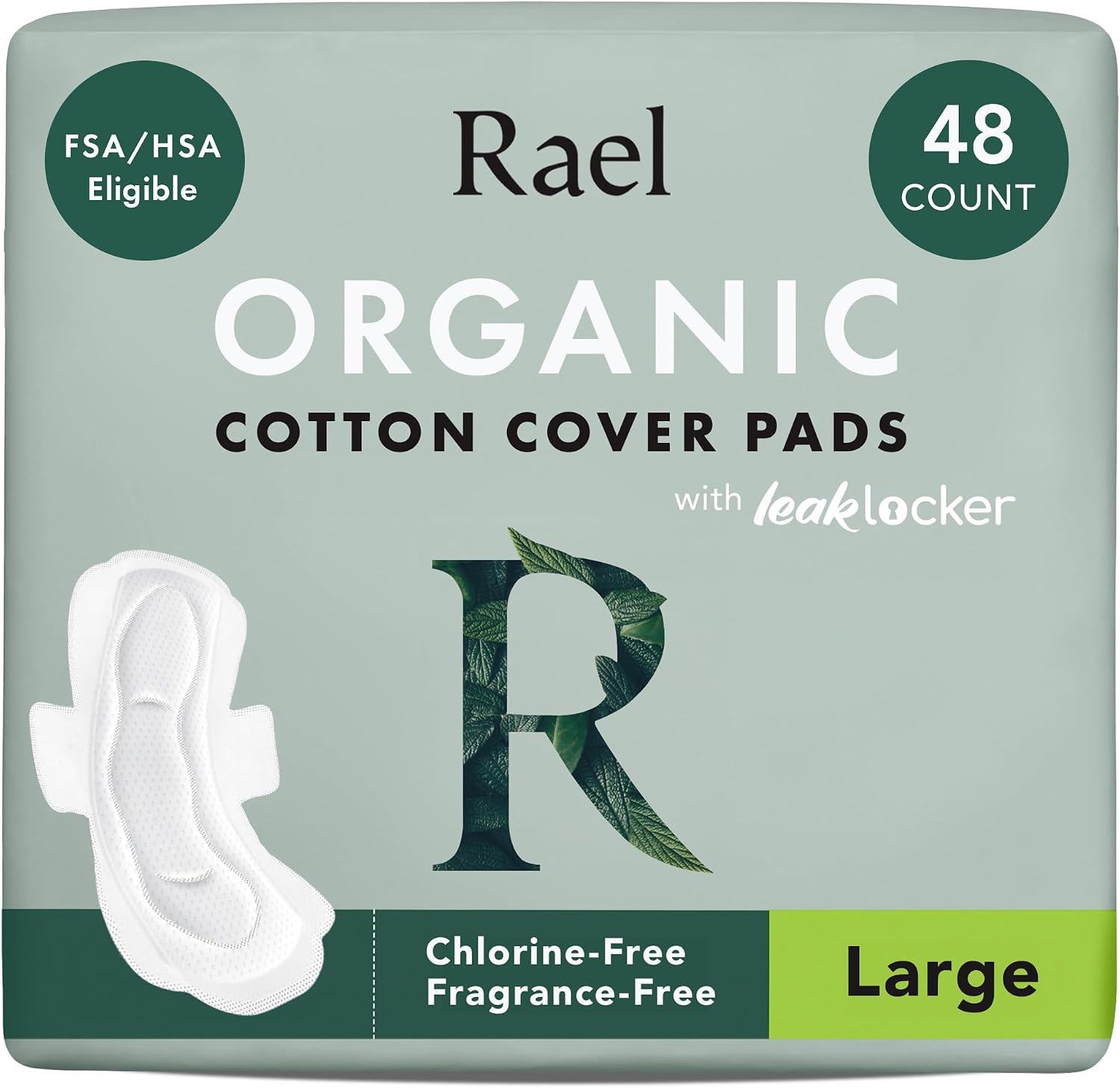 Rael Organic Cotton Cover Sanitary Pads for Women Moderate (Regular, 56 Ct) | Ultra Thin Period Pads with Wings, Regular Absorbency, Unscented, Chlorine Free, Period Essentials, Feminine Care