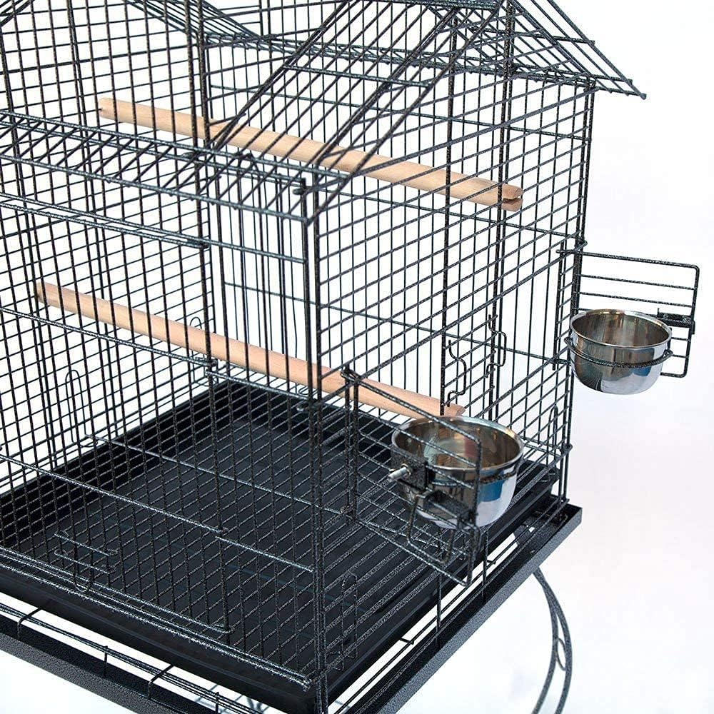 Large 57-Inch Pagoda House Roof Top Parrot Lovebird Cockatiel Cockatiels Parakeets Cage with Stand, Black Vein