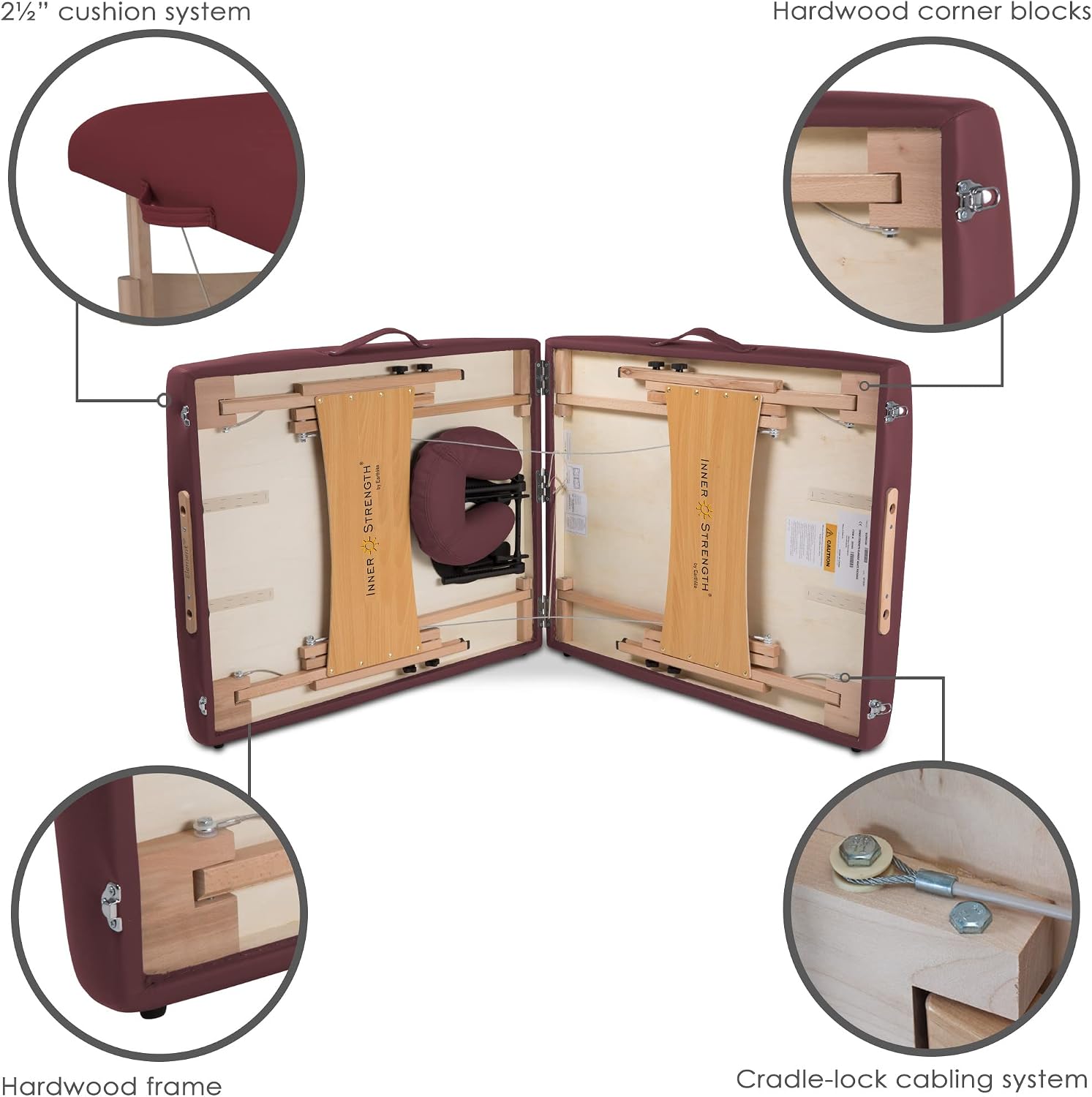 INNER STRENGTH Portable Massage Table Package ELEMENT – Incl. Deluxe Adjustable Face Cradle, Face Pillow & Carrying Case
