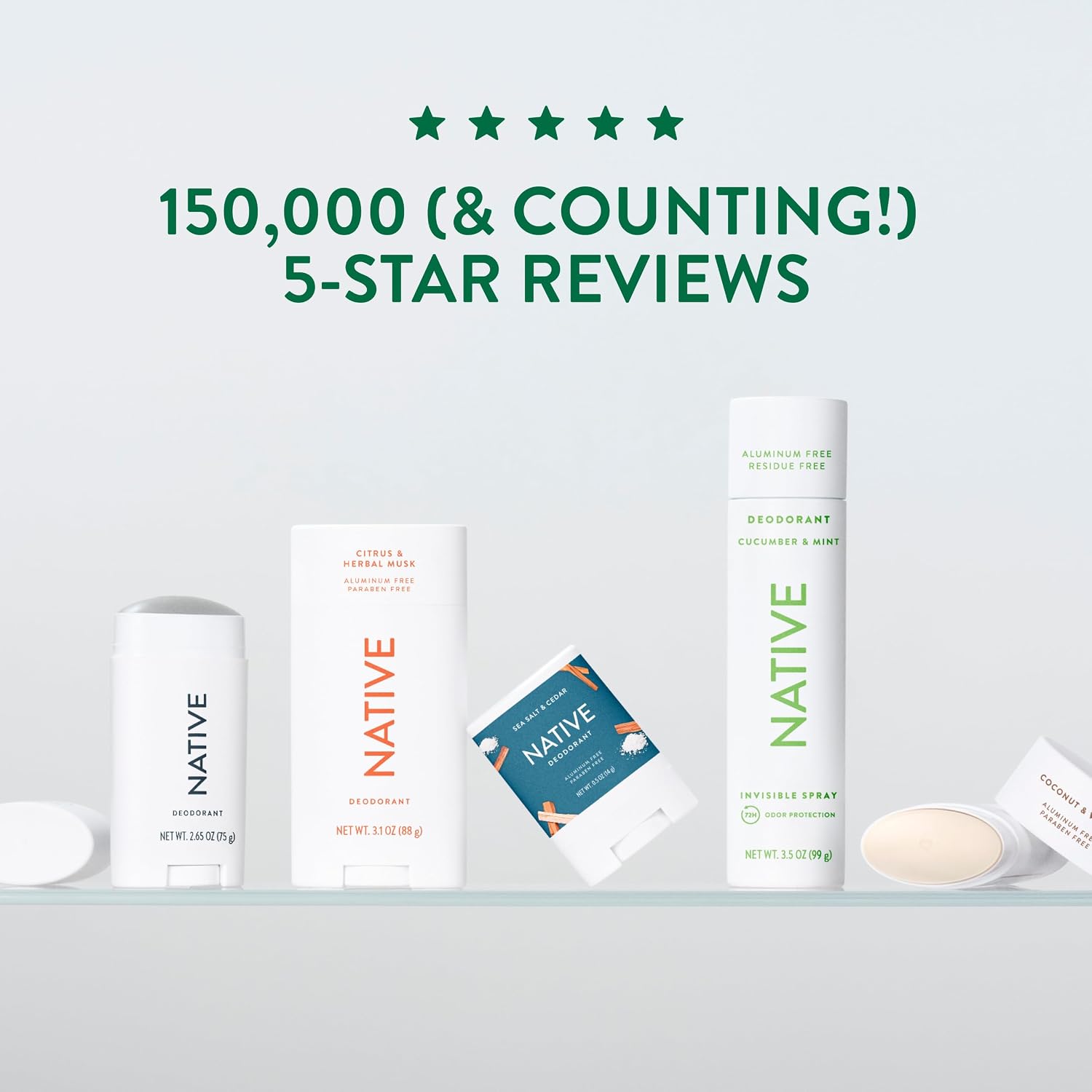Native Deodorant Contains Naturally Derived Ingredients, 72 Hour Odor Control, Deodorant for Women and Men, Aluminum Free, Eucalyptus & Mint 2.65oz