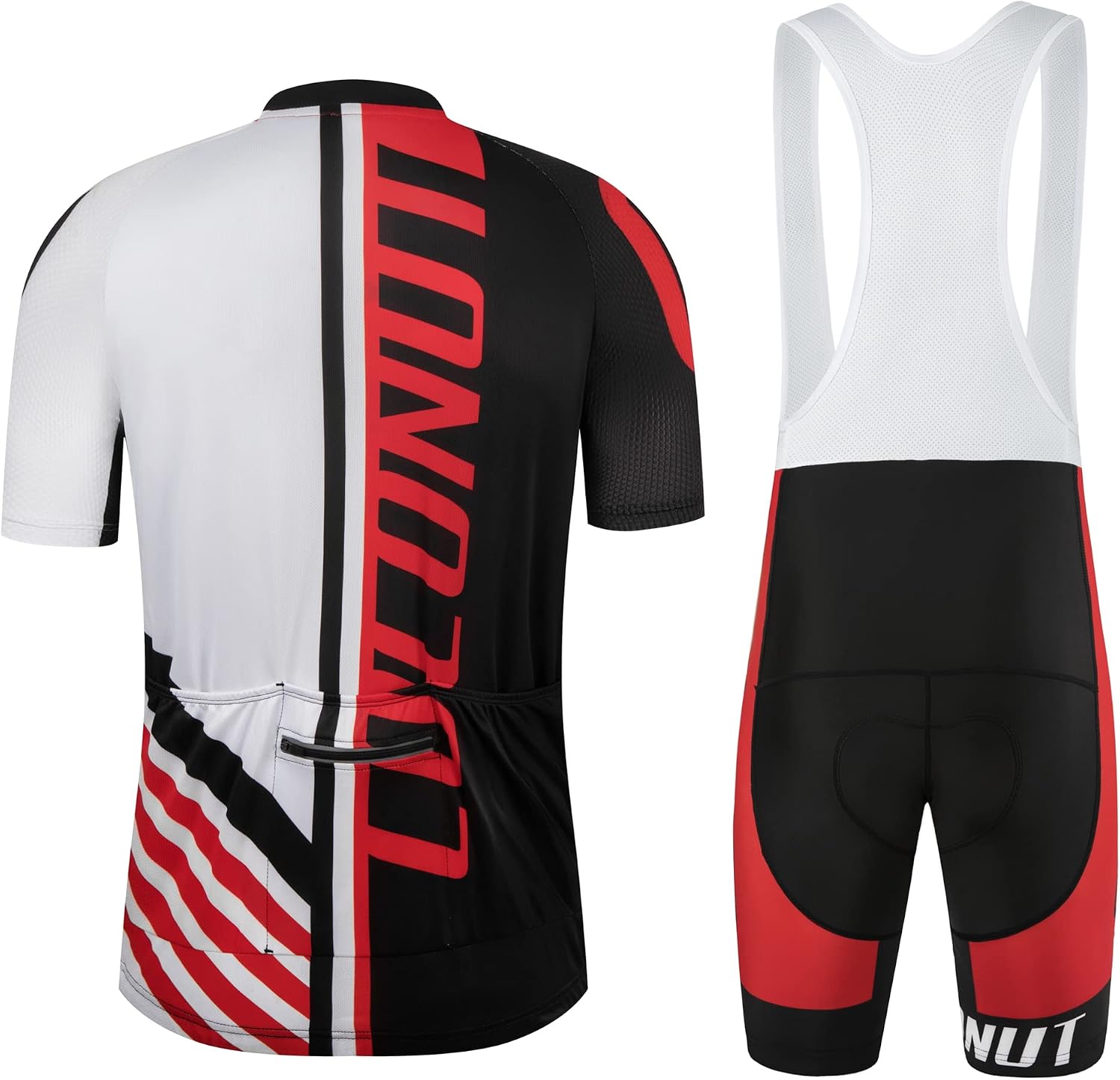 Coconut Ropamo CR Men's Cycling Jersey Set Road Bike Jersey Zipper Pocket Bib Shorts with 4D Padded Cycling Clothing Set
