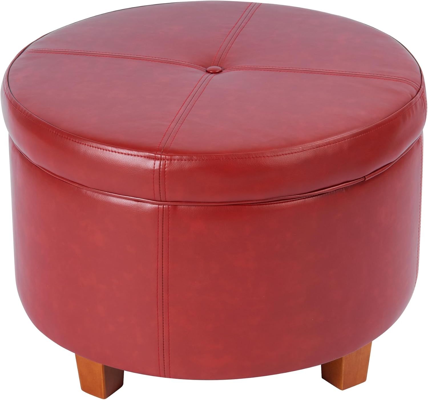 HomePop 24" Large Leatherette Storage Ottoman - Distressed Brown Faux Leather