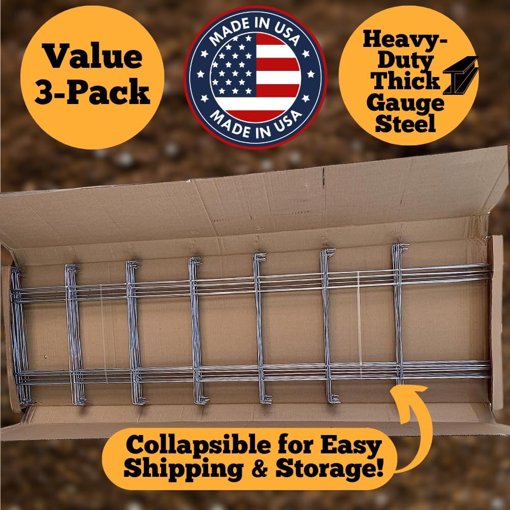 Happy Trees Large Heavy Duty Folding Tomato Cages, 3-Pack, Made in USA
