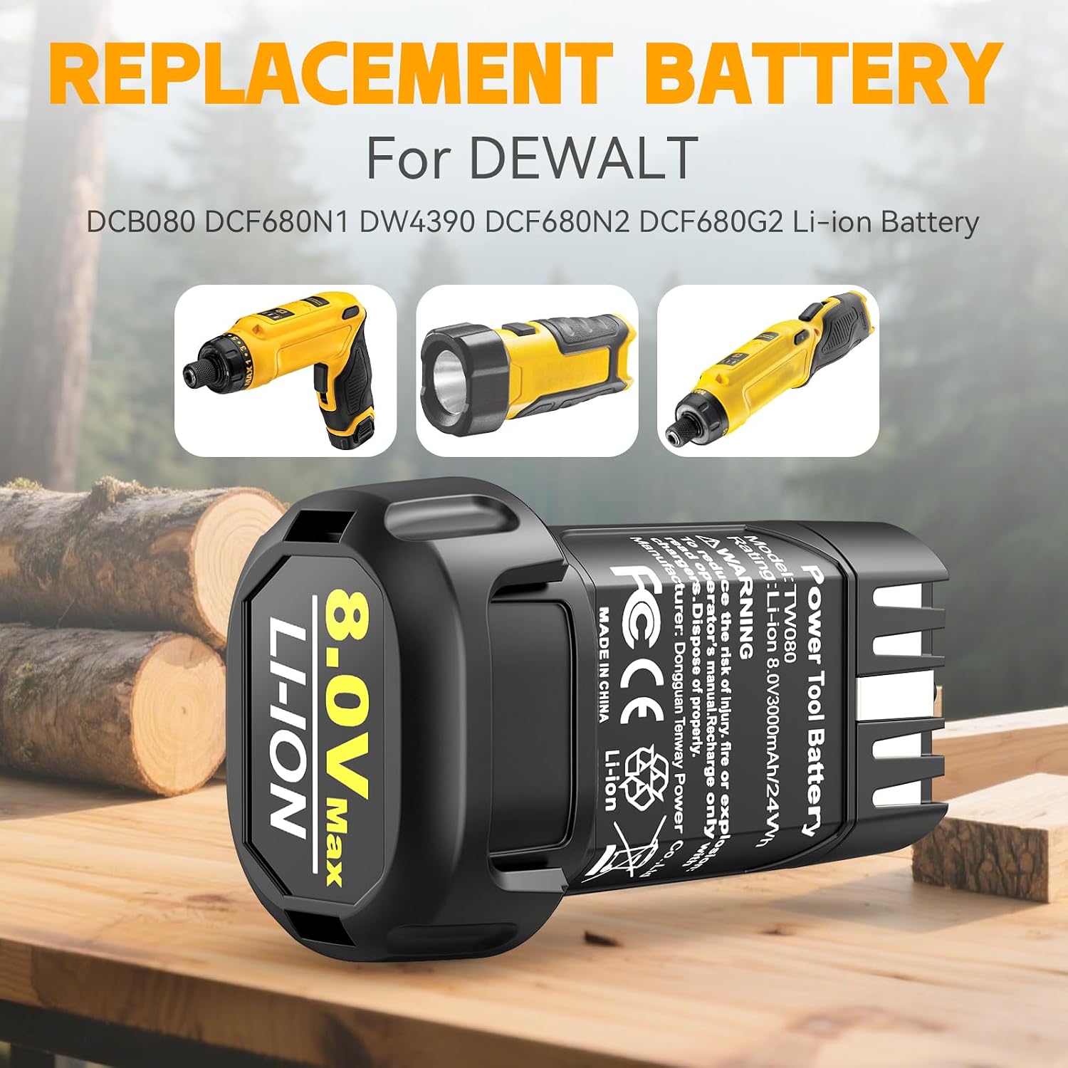 Fancy Buying 3000mAh 8V Li-ion Replacement for Dewalt 8v Battery Compatible with DCF680N1 DW4390 DCF680N2 DCF680G2 Cordless Power Tools