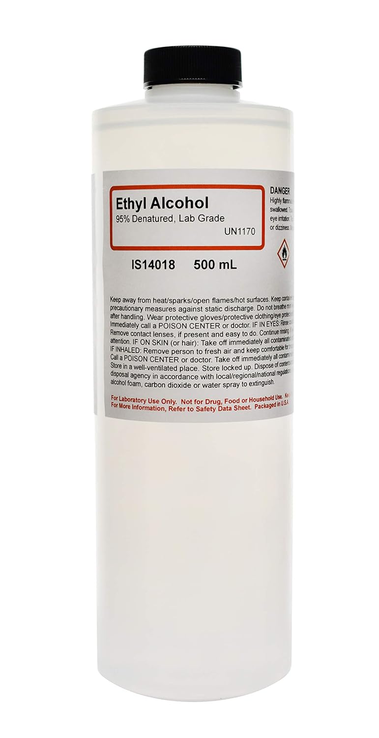 95% Ethyl Alcohol, 16oz - Denatured Ethanol Alcohol - Laboratory-Grade, Not for Topical Use - The Curated Chemical Collection