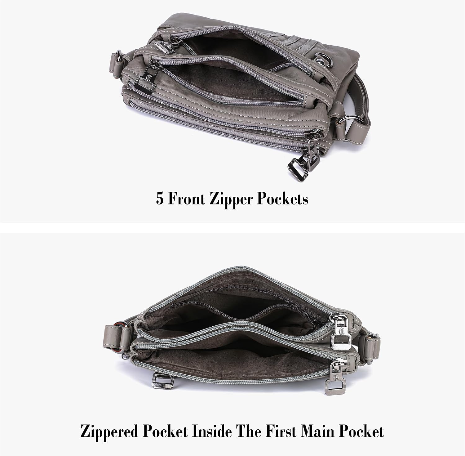 MINICAT Multi Pocket Small Crossbody Purses for Women Everyday Shoulder Bag | Lightweight Organizer, Cross body Bag with Multiple Zipper Pockets, Vegan Leather, Phone Purse for Travel Casual Daily