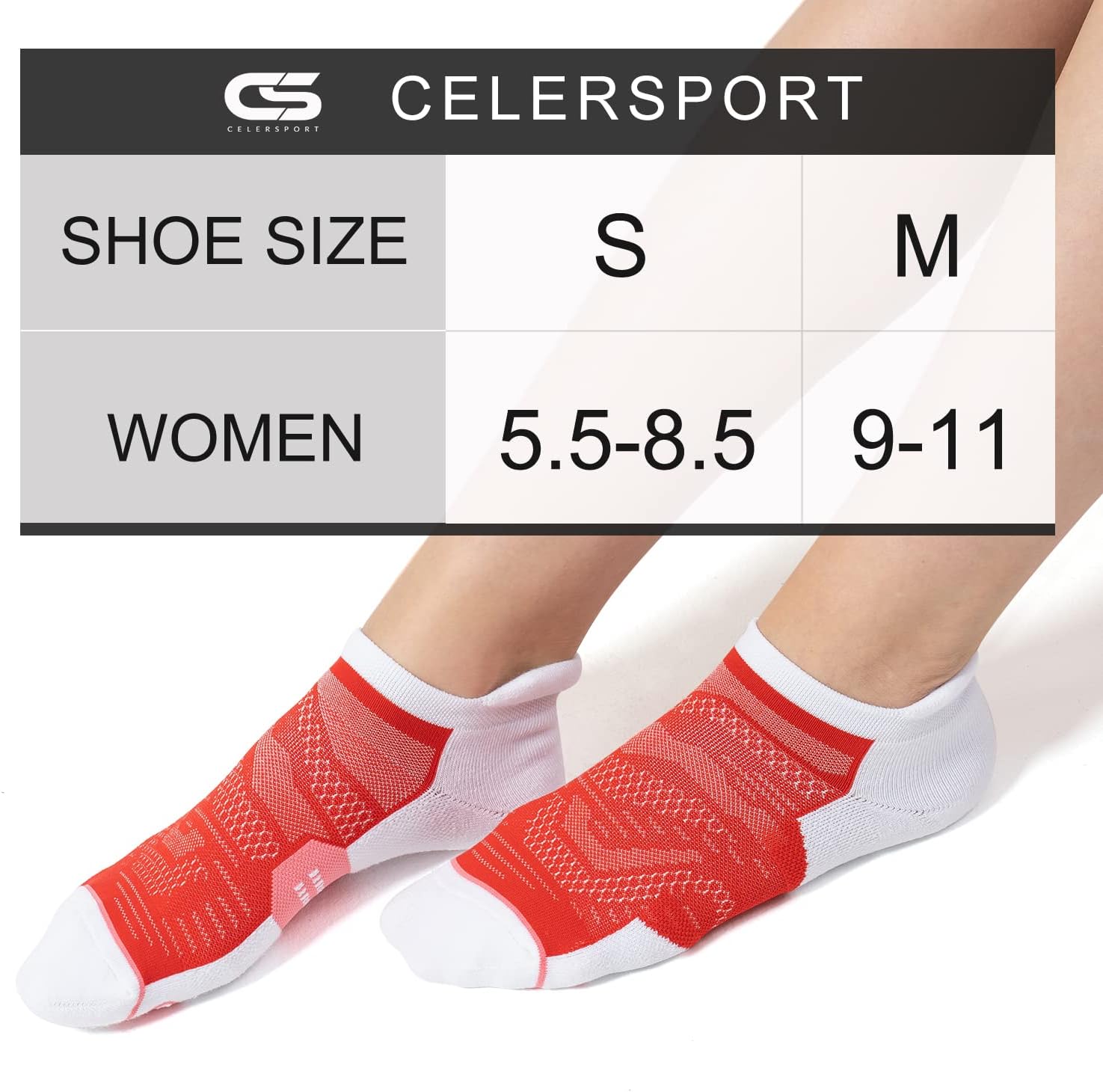 CS CELERSPORT 6 Pack Women's Ankle Running Socks Cushioned Low Cut Tab Athletic Socks