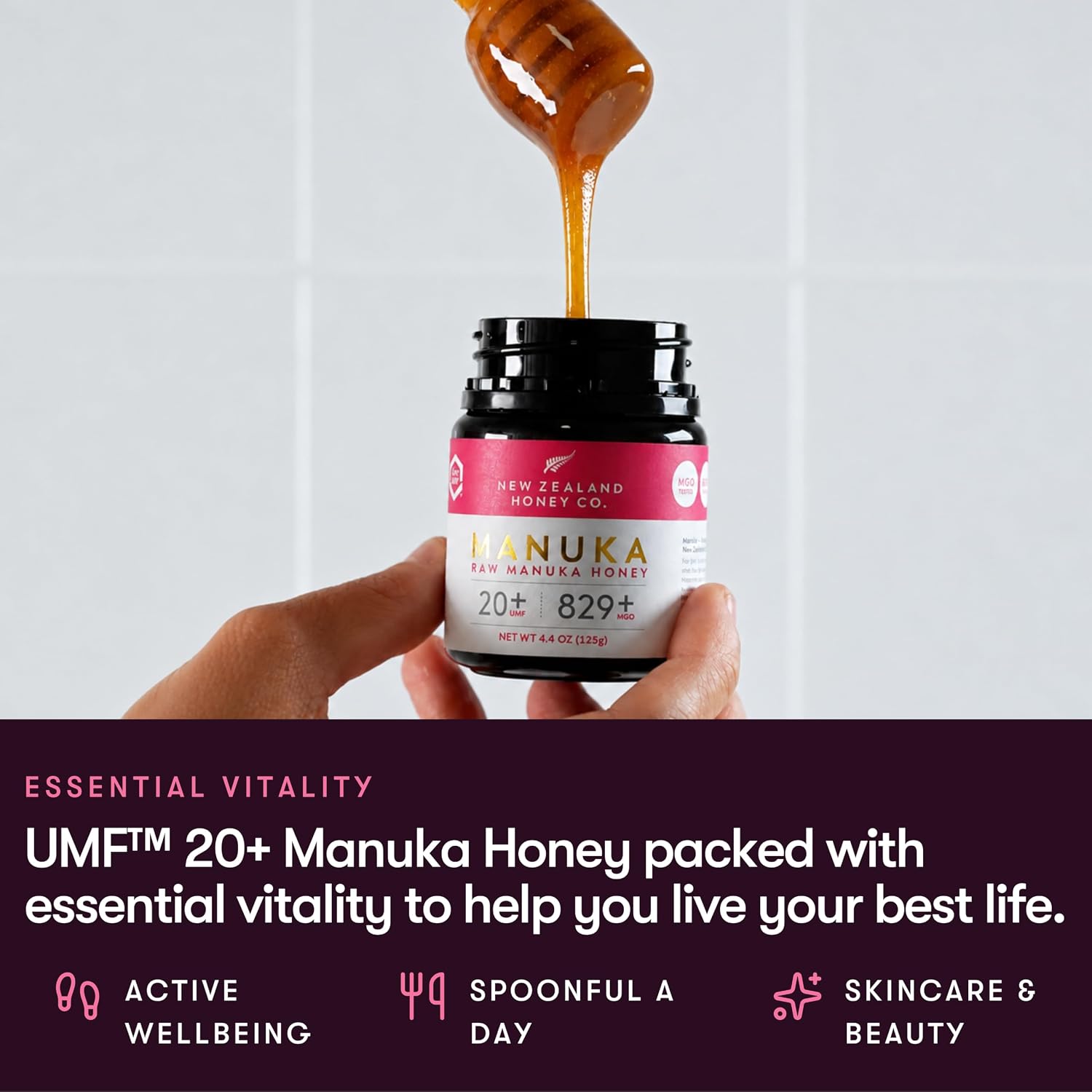 Raw Manuka Honey UMF 20+ MGO 829+, UMF Certified, 3rd Party Tested, 8.8oz