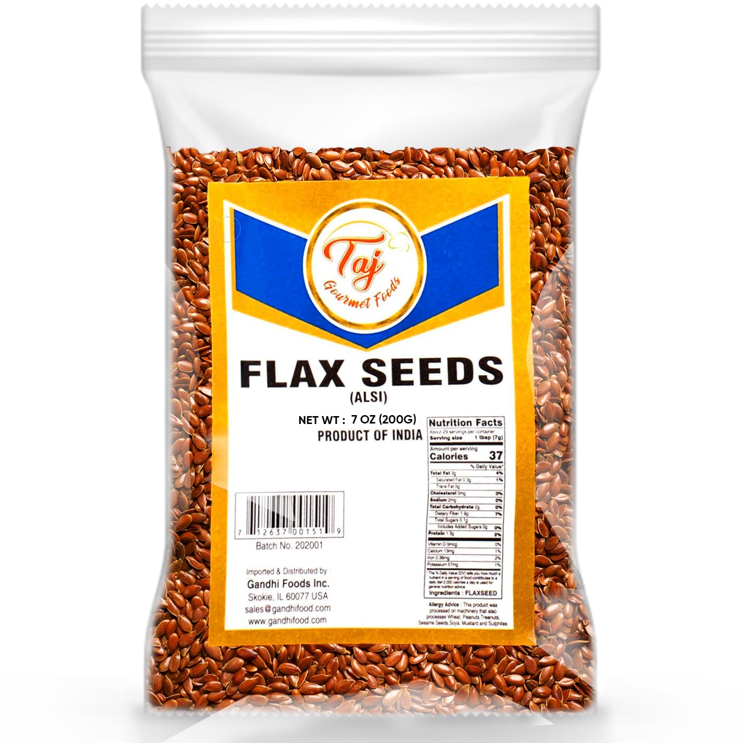 AJ Premium Indian Alsi Flax Seeds (Linseed), 4.5oz (130g)