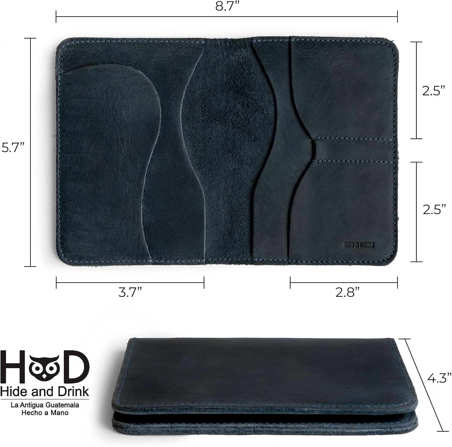 Hide & Drink, Double Passport Cover with Slots for Bills and Keys, Rustic Case, ID Organizer, Full Grain Leather, Handmade Accessories, Bourbon Brown