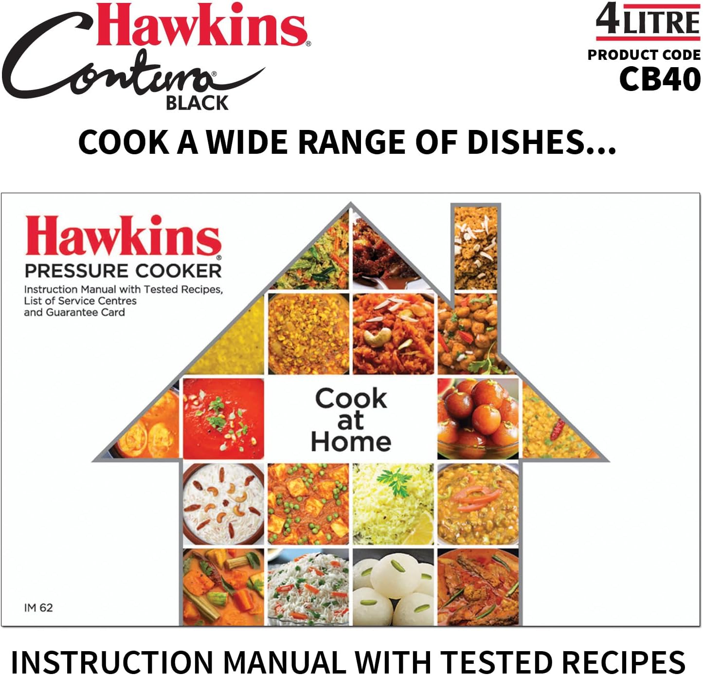 Hawkins 3.5 Litre Contura Black Pressure Cooker, Hard Anodised Inner Lid Cooker, Handi Cooker, Black (CB35)
