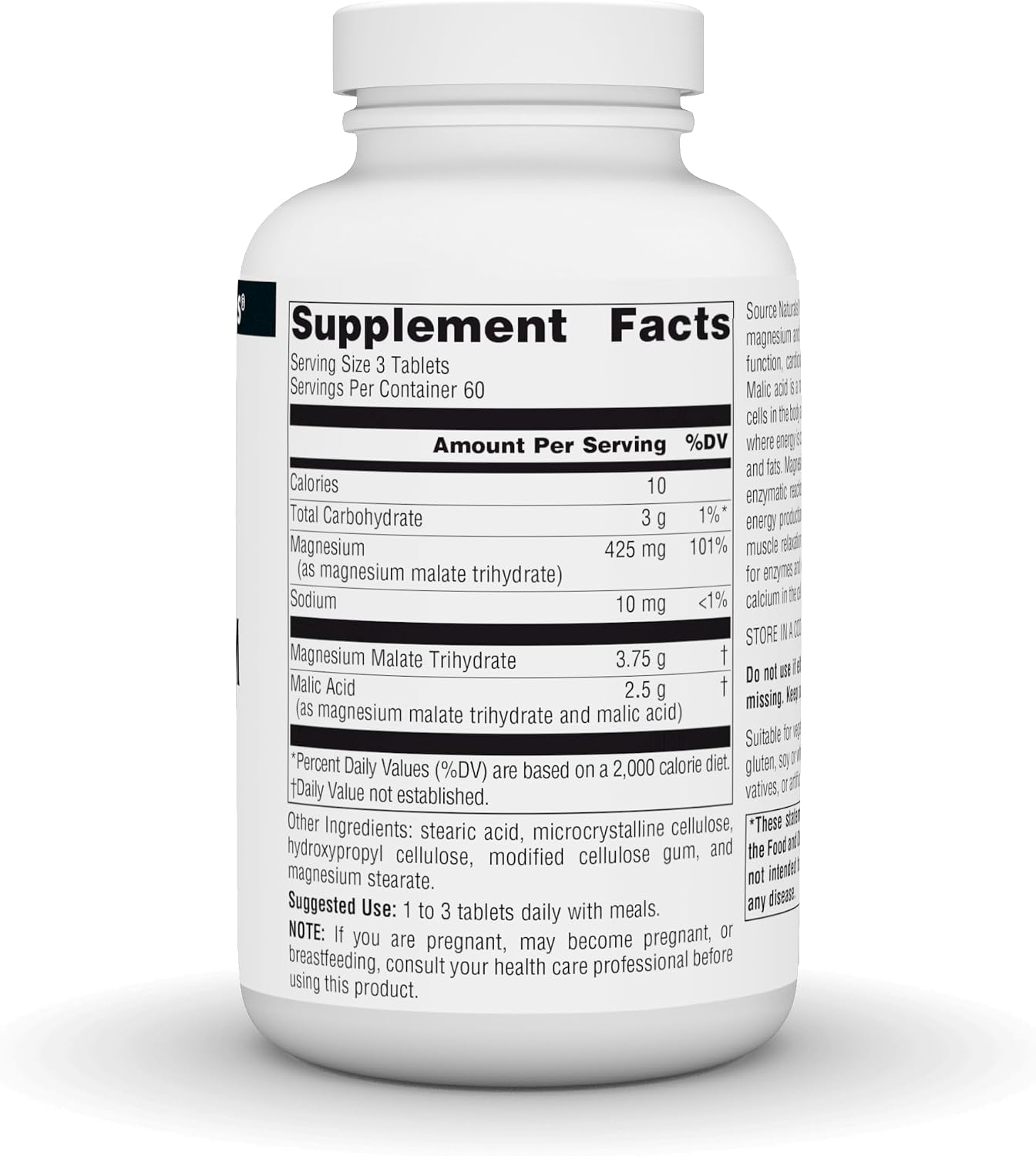 Source Naturals Magnesium Malate, 3,750 mg - 180 Vegetarian Tablets | Supports Muscles and Energy Production*