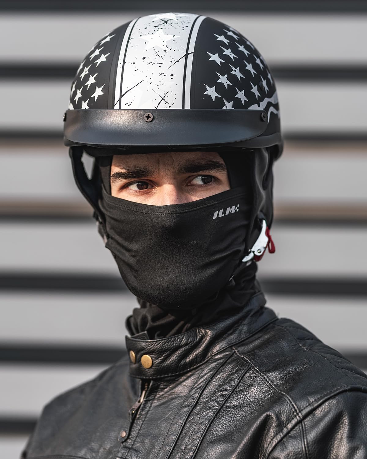 ILM Half Helmet Motorcycle Open Face Sun Visor Quick Release Buckle DOT Approved Cycling Motocross Suits Men Women 205V (M, Matt Black)