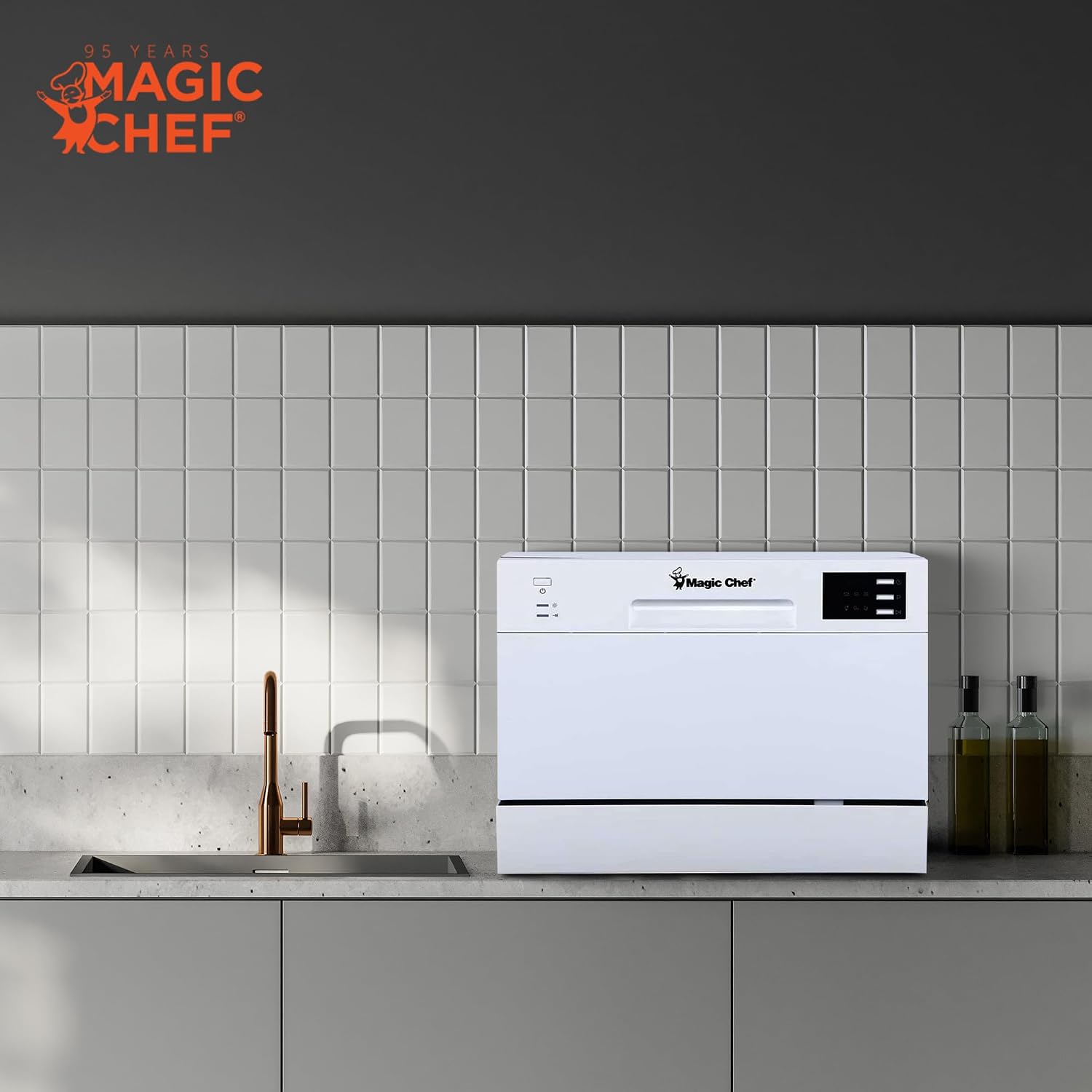 Magic Chef Compact Countertop Dishwasher, Portable Mini Dish Washing Machine for Kitchen Counter, 6 Plate Washer Capacity