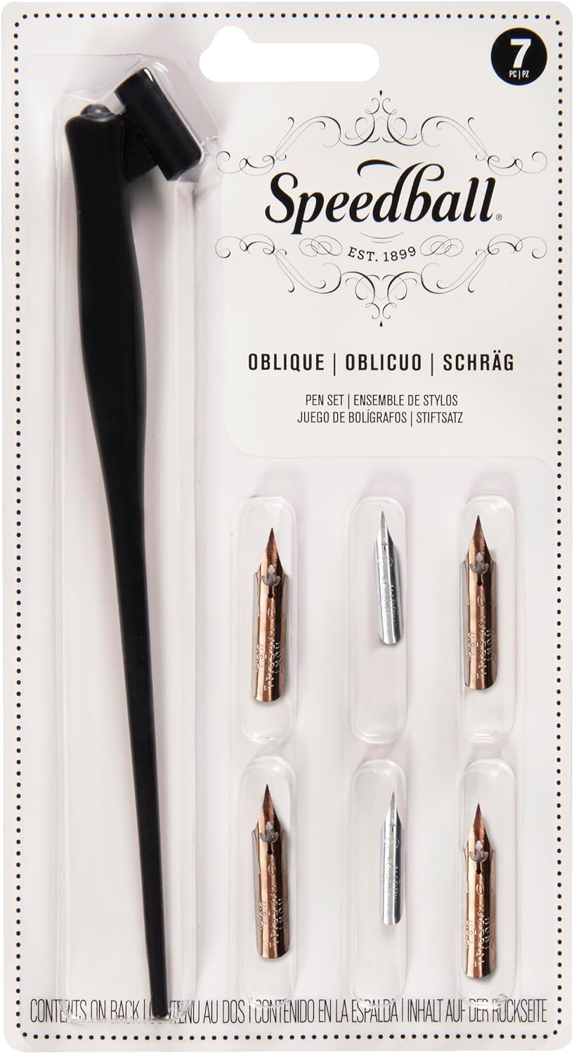 Speedball C-Series Lettering Pen Set, Left-handed - 1 Penholder w/ 6 Nibs