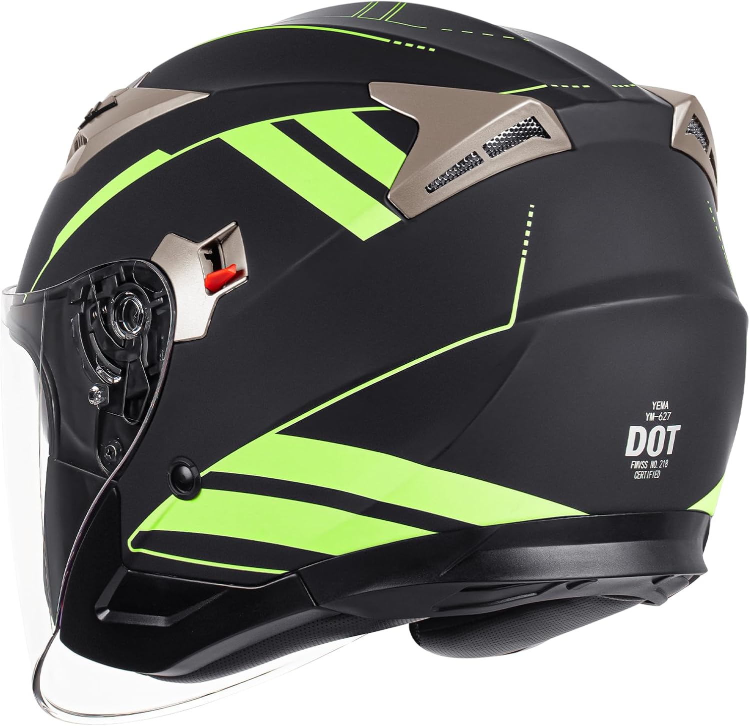 YEMA Open Face Motorcycle Helmets, DOT Approved 3/4 Moped Helmet Dual Visor Quick Release Buckle, Helmets for Adults Motorcycle Men Women Helmets for Moped Scooter Streey