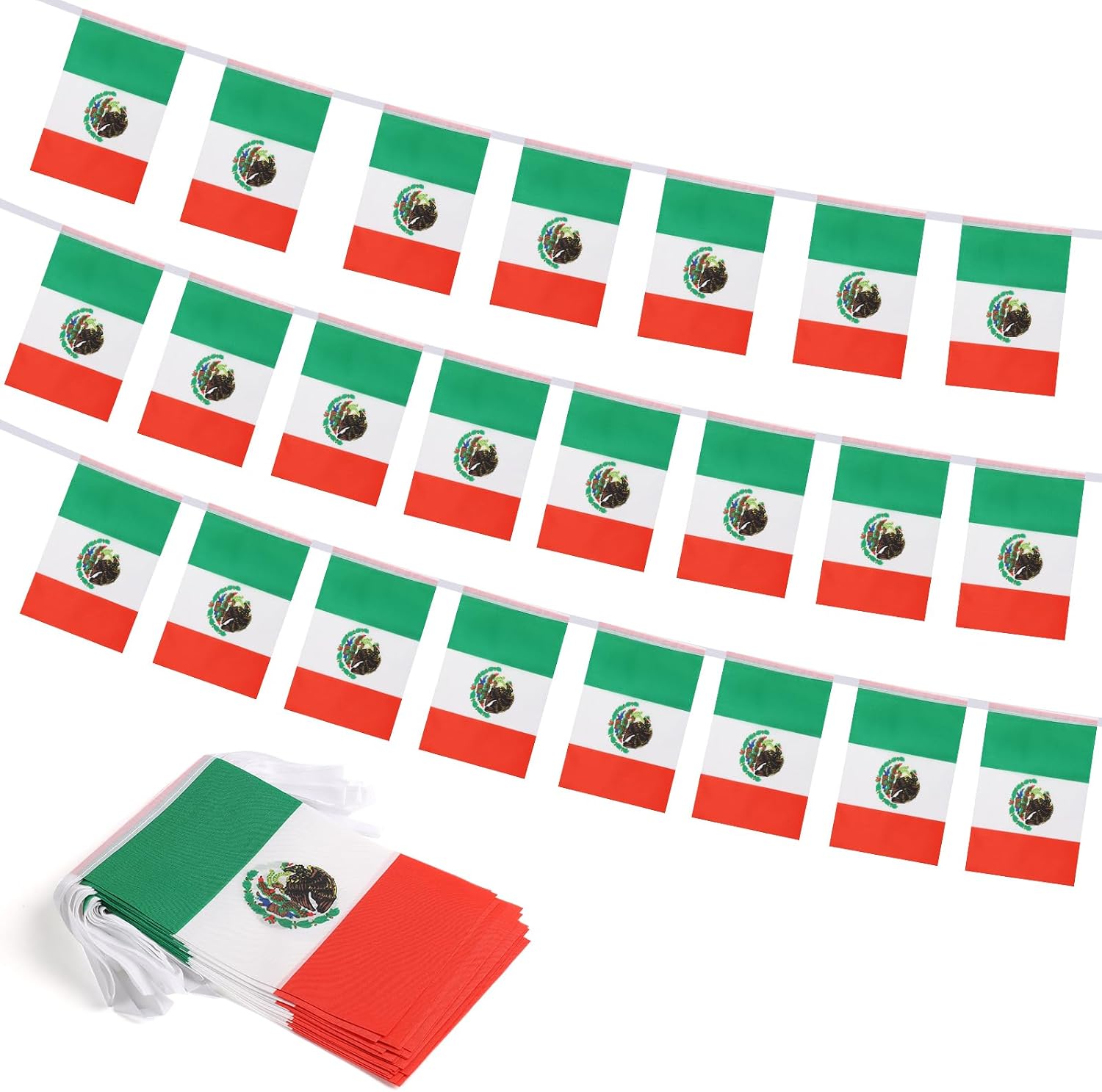 Nicaragua Flag Banner, Small Mini Nicaraguan Flags Patriotic Decoration for Party, Classroom, Sports Events, 33 Feet 30 Flags