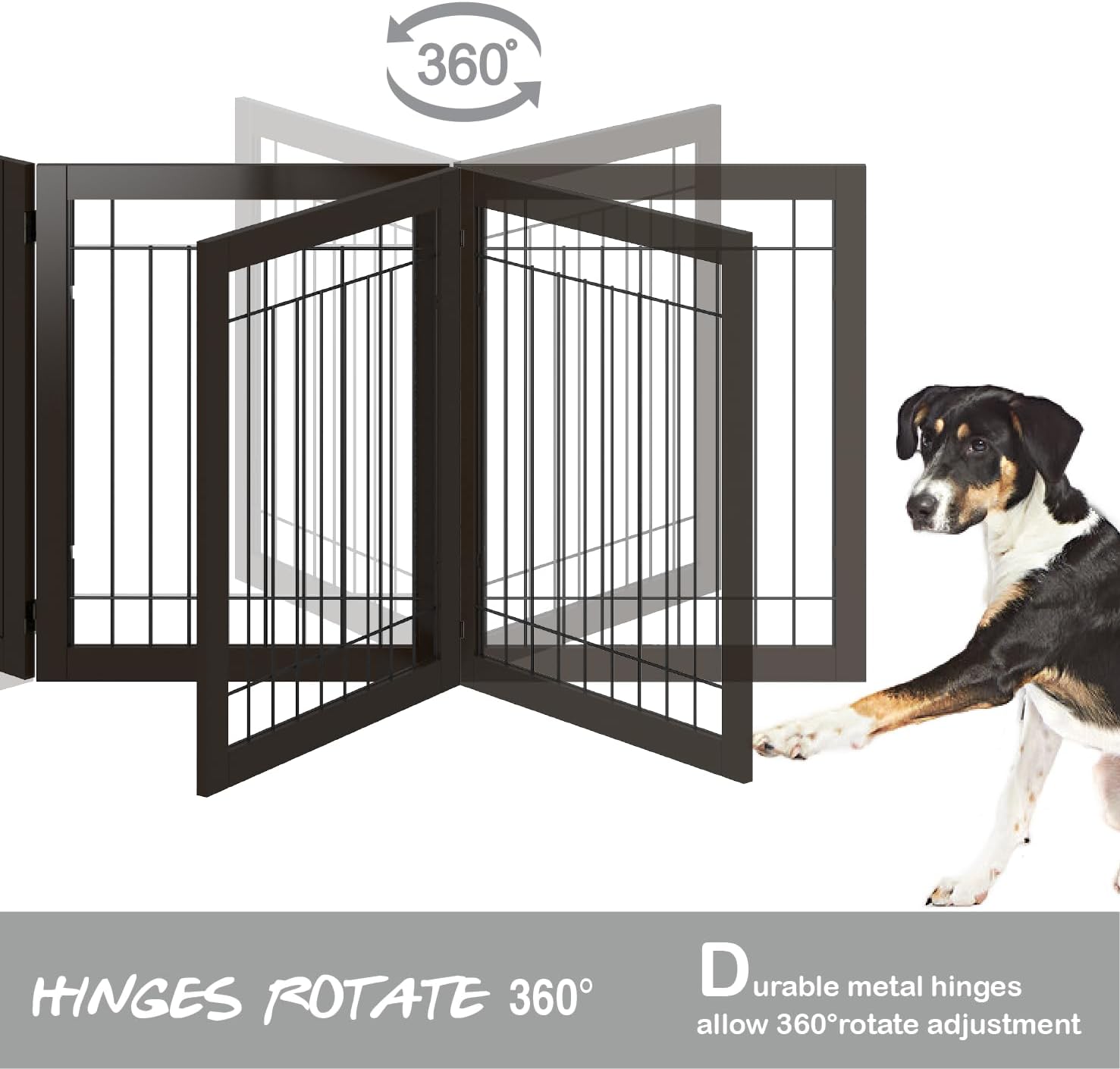 PAWLAND Extra Wide Foldable Dog gate for Doorway, Indoor, 72“ Wide, 30" H