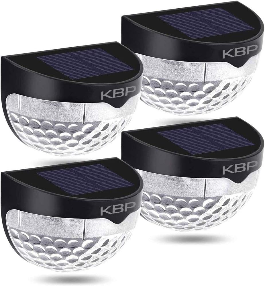 KBP Solar Fence Lights Outdoor Decorative Garden Lights Waterproof Wall Lights for Patio, Yard, Stairway (White)