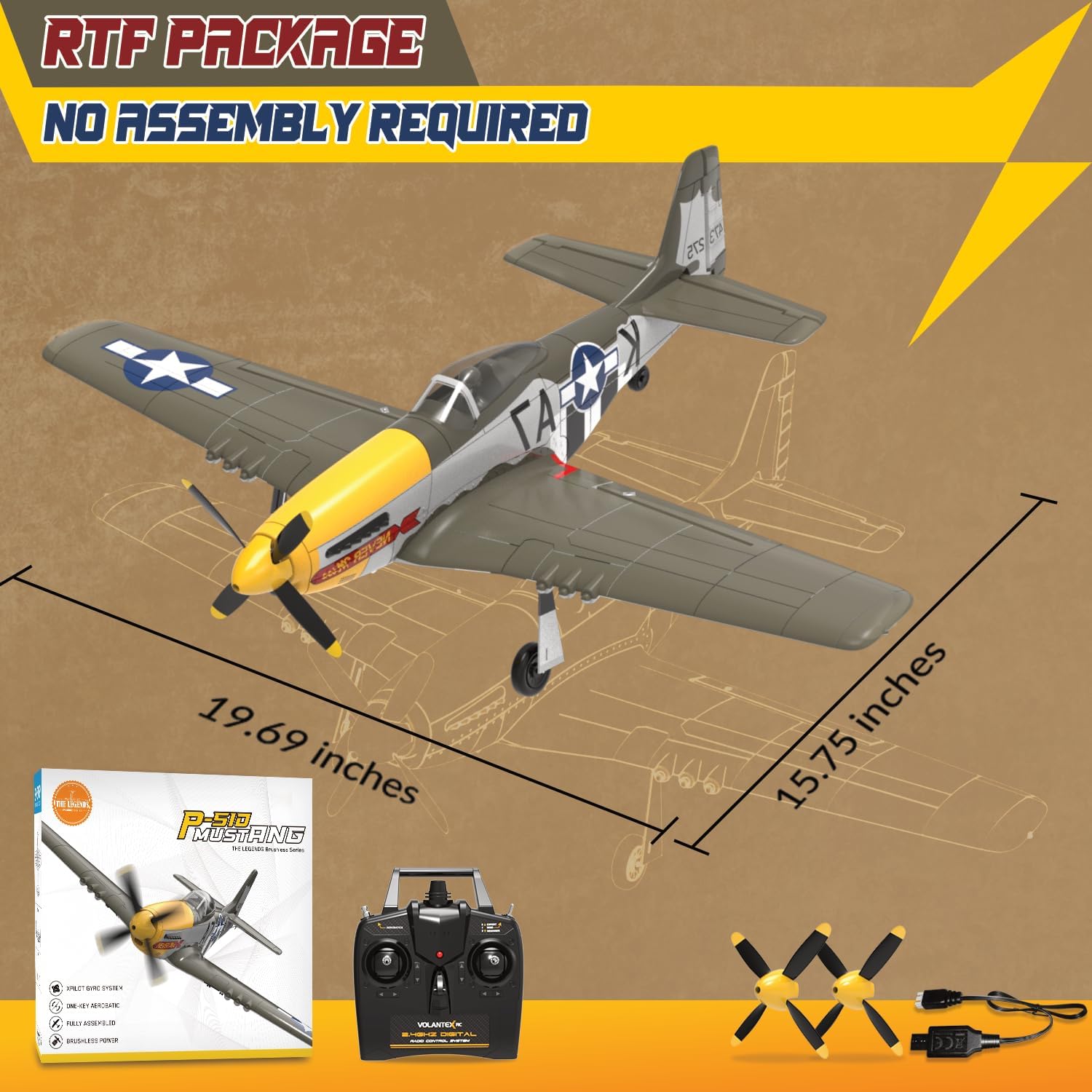 LEAMBE 4 Channel RC Plane, Ready to Fly Aerobatic Aircraft, Easy Control for Beginners, P51 Mustang RC Airplane Best Gift for Adults