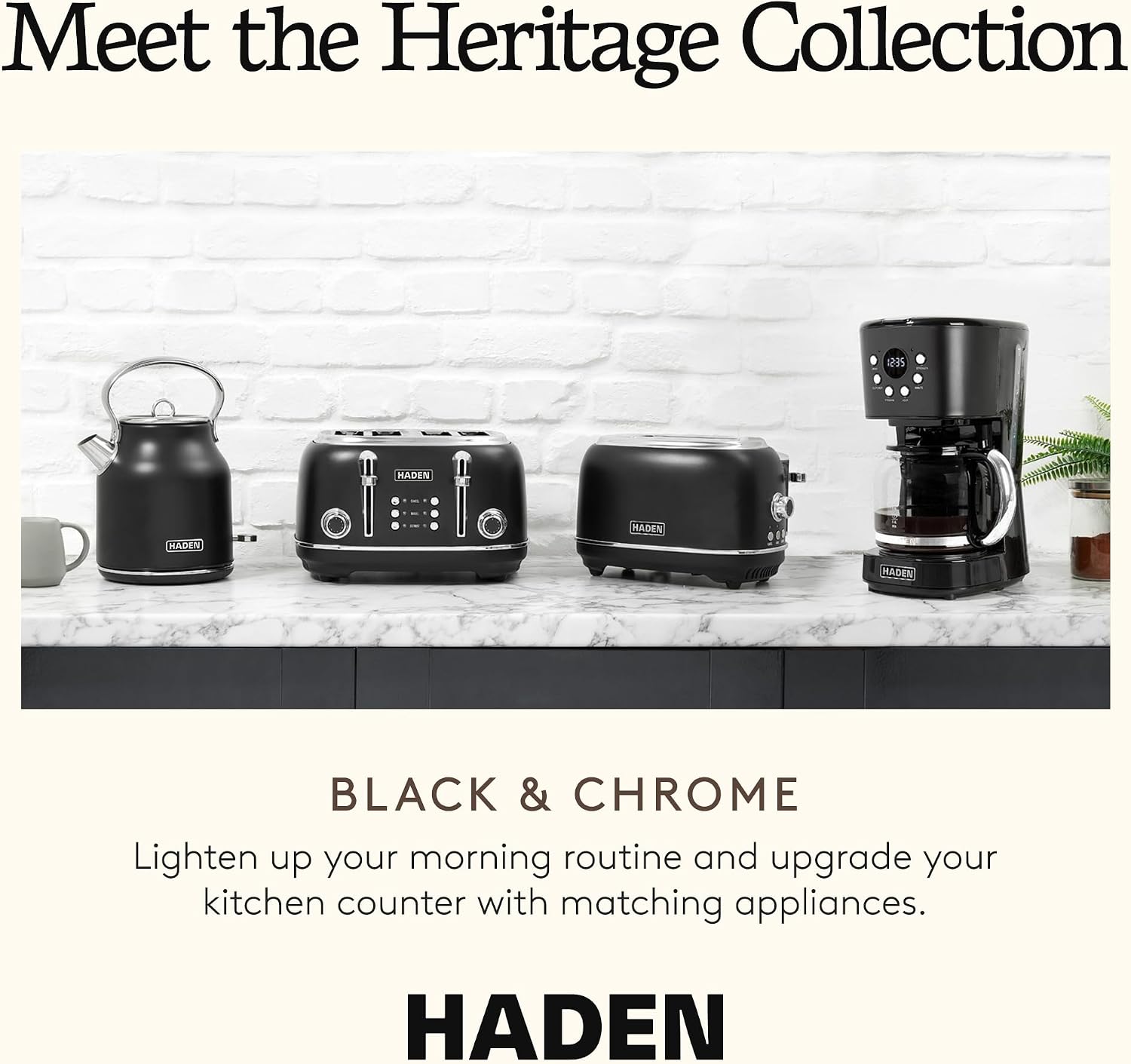 HADEN 12-Cup Programmable Coffee Maker for Home or Office, Putty & Chrome – Drip Brewer Machine with Brew Strength, Delay Brewing