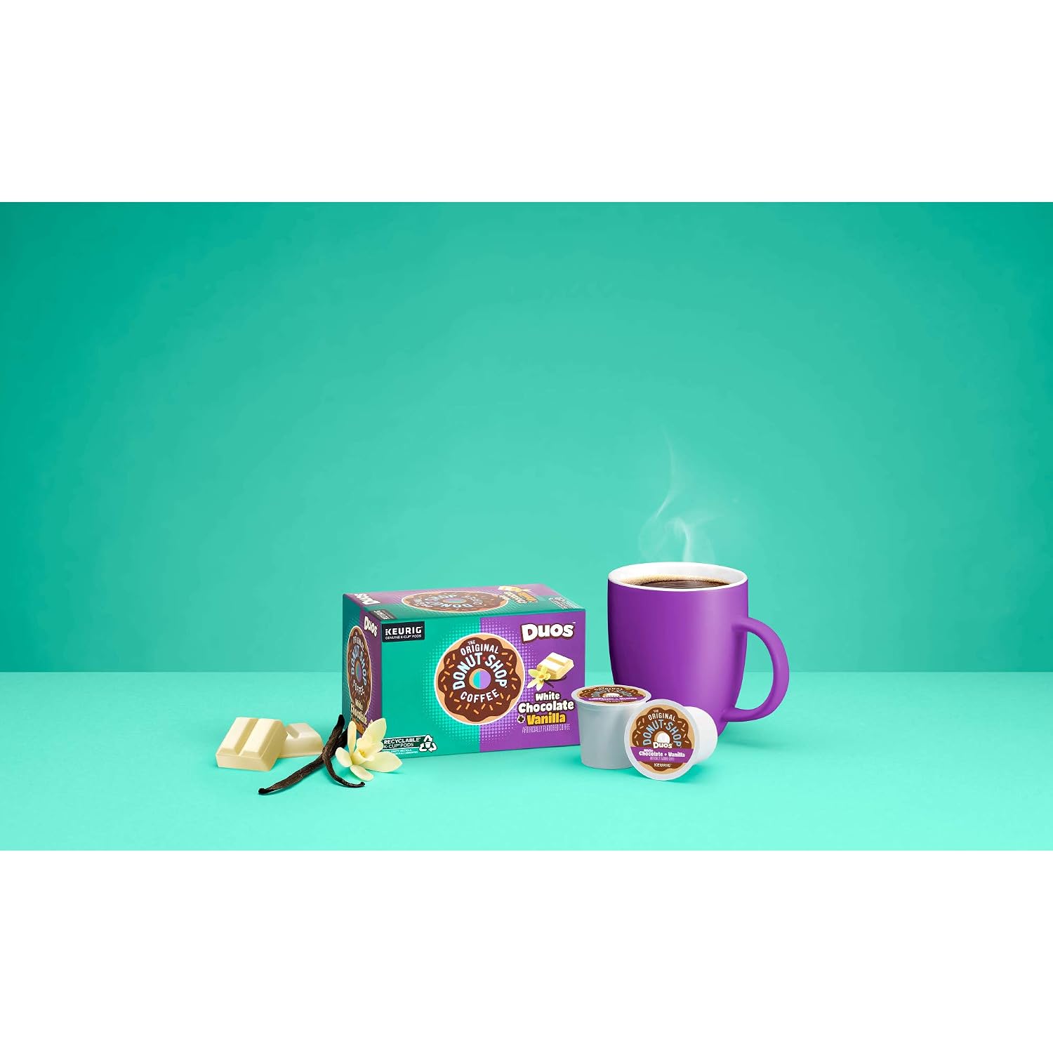 The Original Donut Shop Duos White Chocolate + Vanilla, Keurig Single Serve K-Cup pods, 12 Count