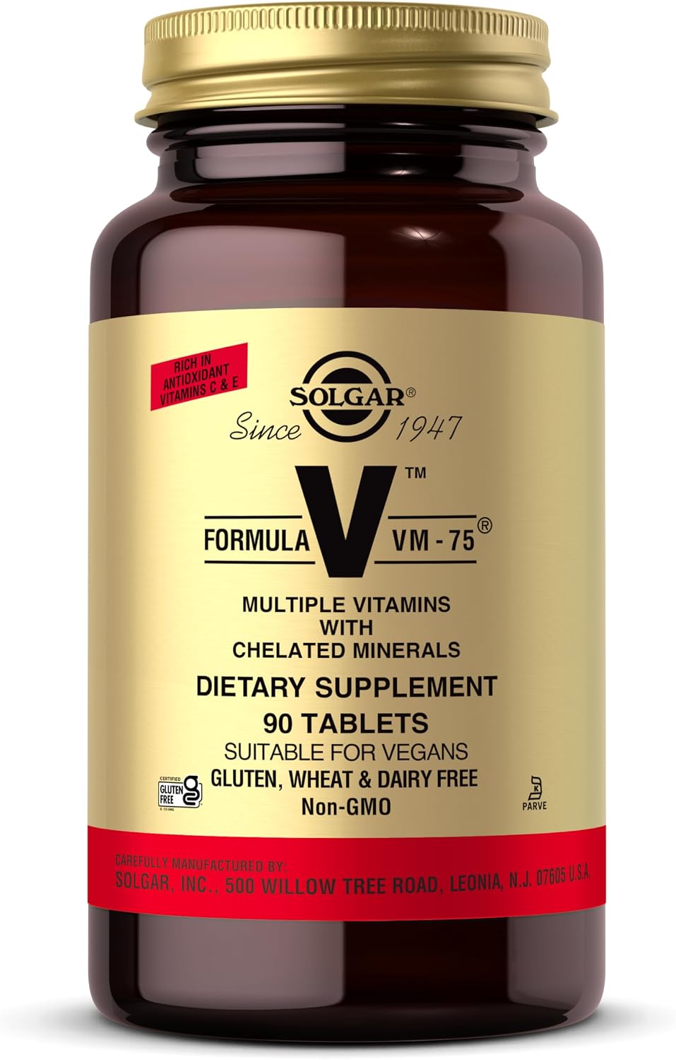 Solgar Formula VM-75, 90 Tablets - Vitamin A, B6, B12, C, D, E, Vegan | Multivitamin with Chelated Minerals - Biotin, Magnesium, Calcium, Iron, Zinc, Gluten Free, Dairy Free, Kosher - 90 Servings