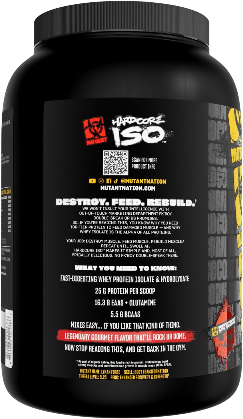 Mutant Hardcore ISO, Whey Protein Isolate, Strawberry Milkshake, 5 lb