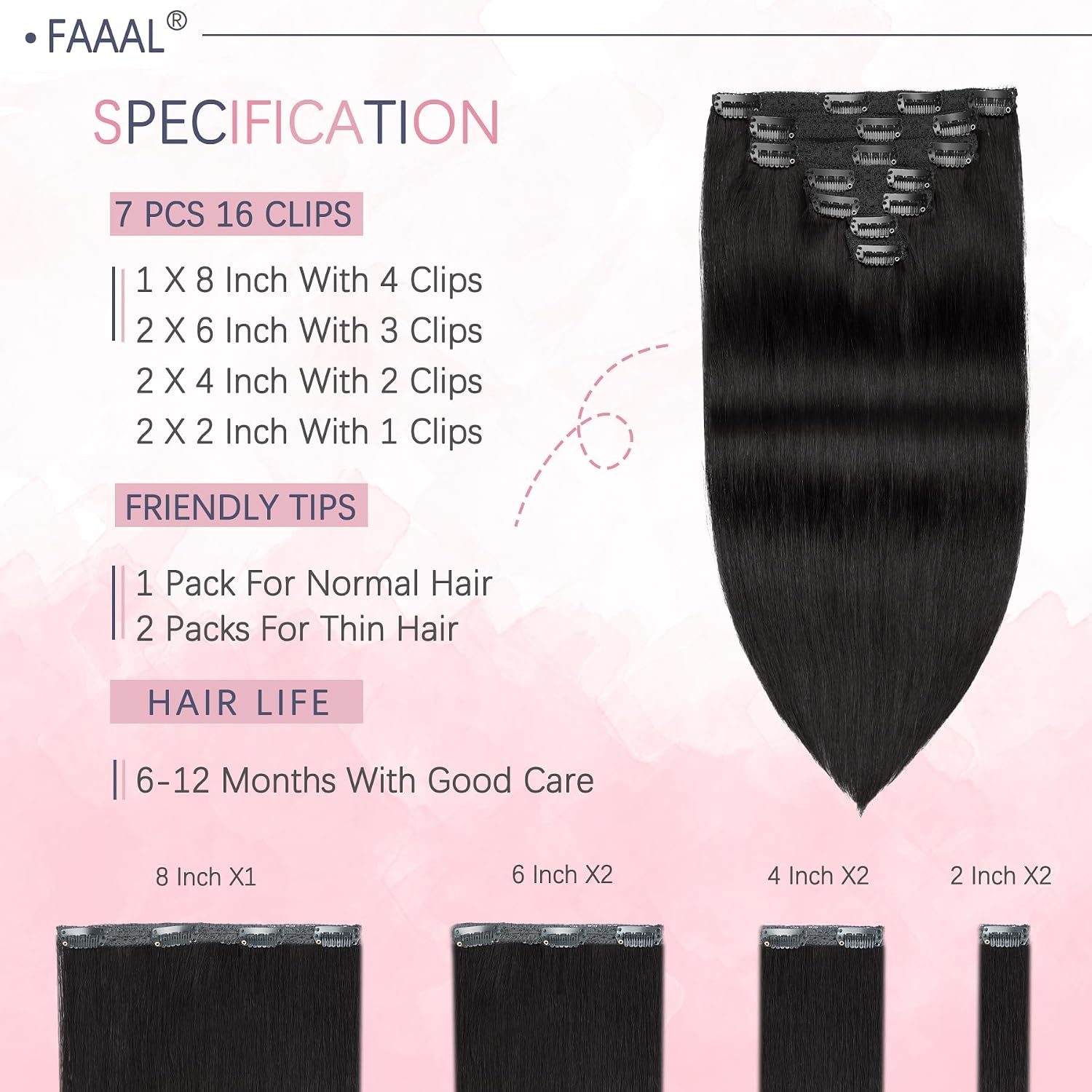 22" Clip in Human Hair Extensions Full Head 200g 10 Pieces 22 Clips Light Brown Double Weft Brazilian Real Remy Hair Extensions Thick Straight (22"