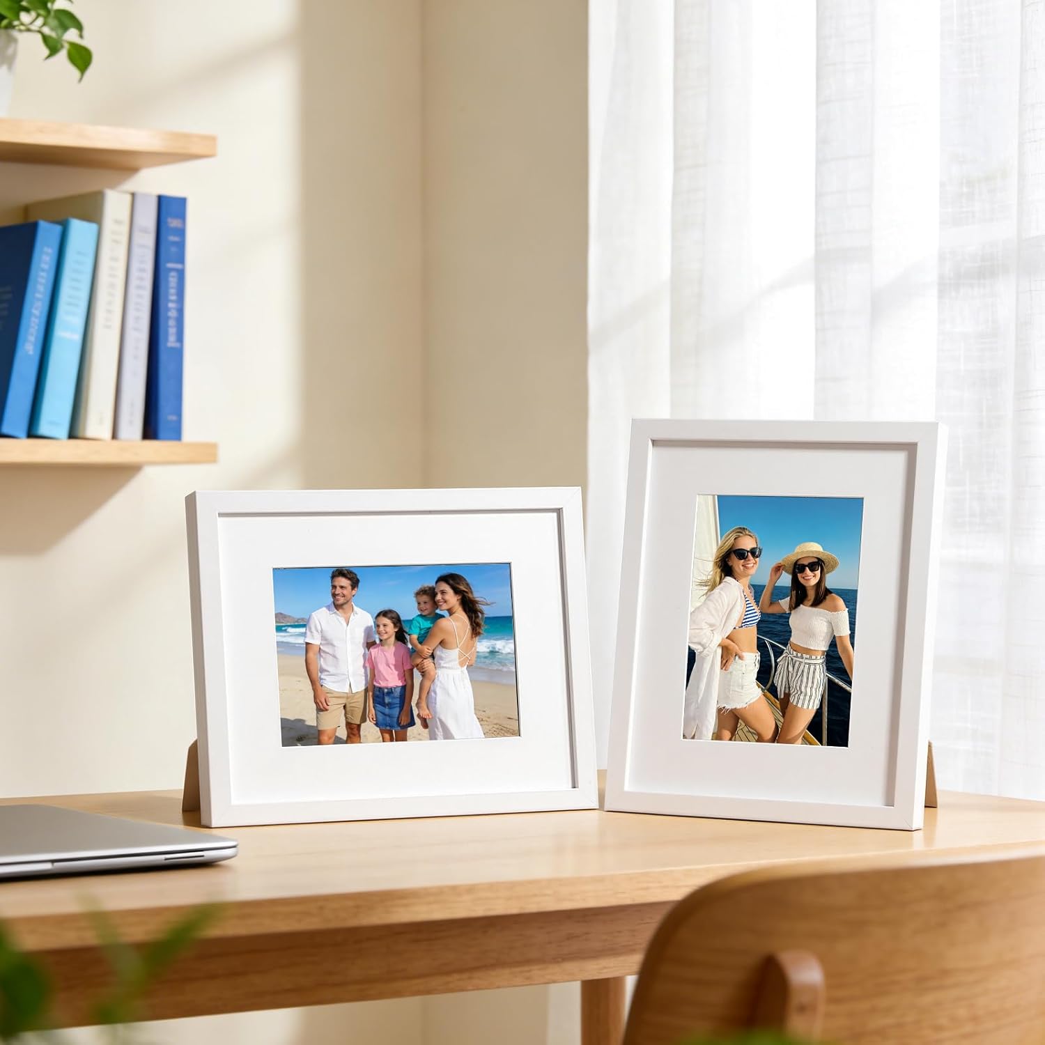 HappyHapi 8x10 Picture Frame Set of 6, Wall or Tabletop Display, White