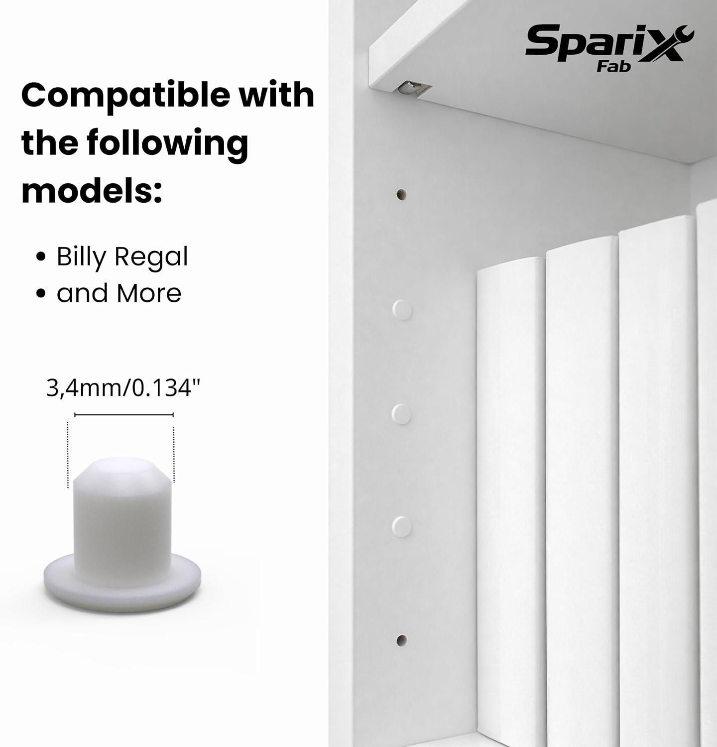 Sintrix Fab 140-Pack Plug Caps Compatible with IKEA Billy Bookcase | White Low-Profile Screw Opening Plugs for Shelf and Pre-Drilled Holes, Clean-Finish Furniture Accessories
