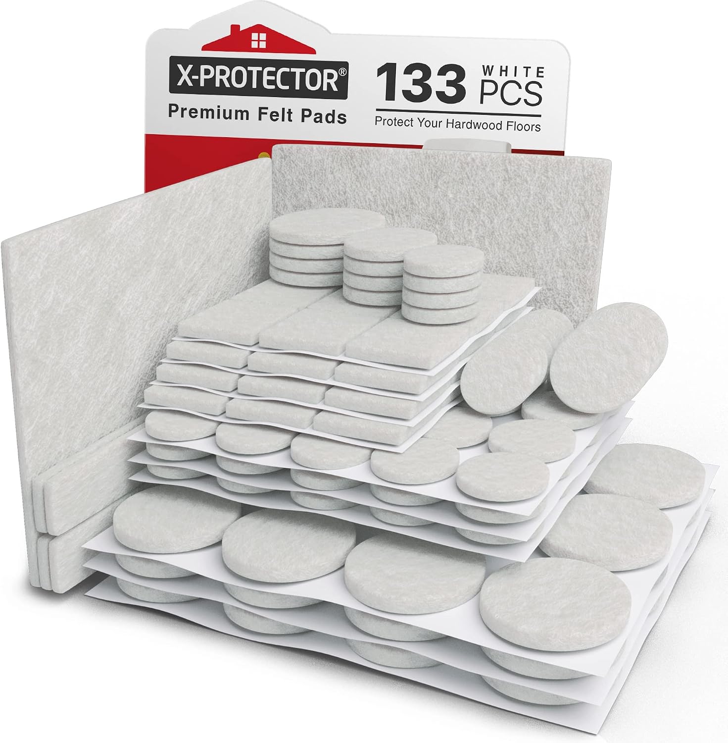 Felt Furniture Pads X-PROTECTOR 133 PCS Premium Furniture Pads - Felt Pads | Furniture Feet Wood Floor Protectors - Protect Your Hardwood & Laminate Flooring! Brown and Beige