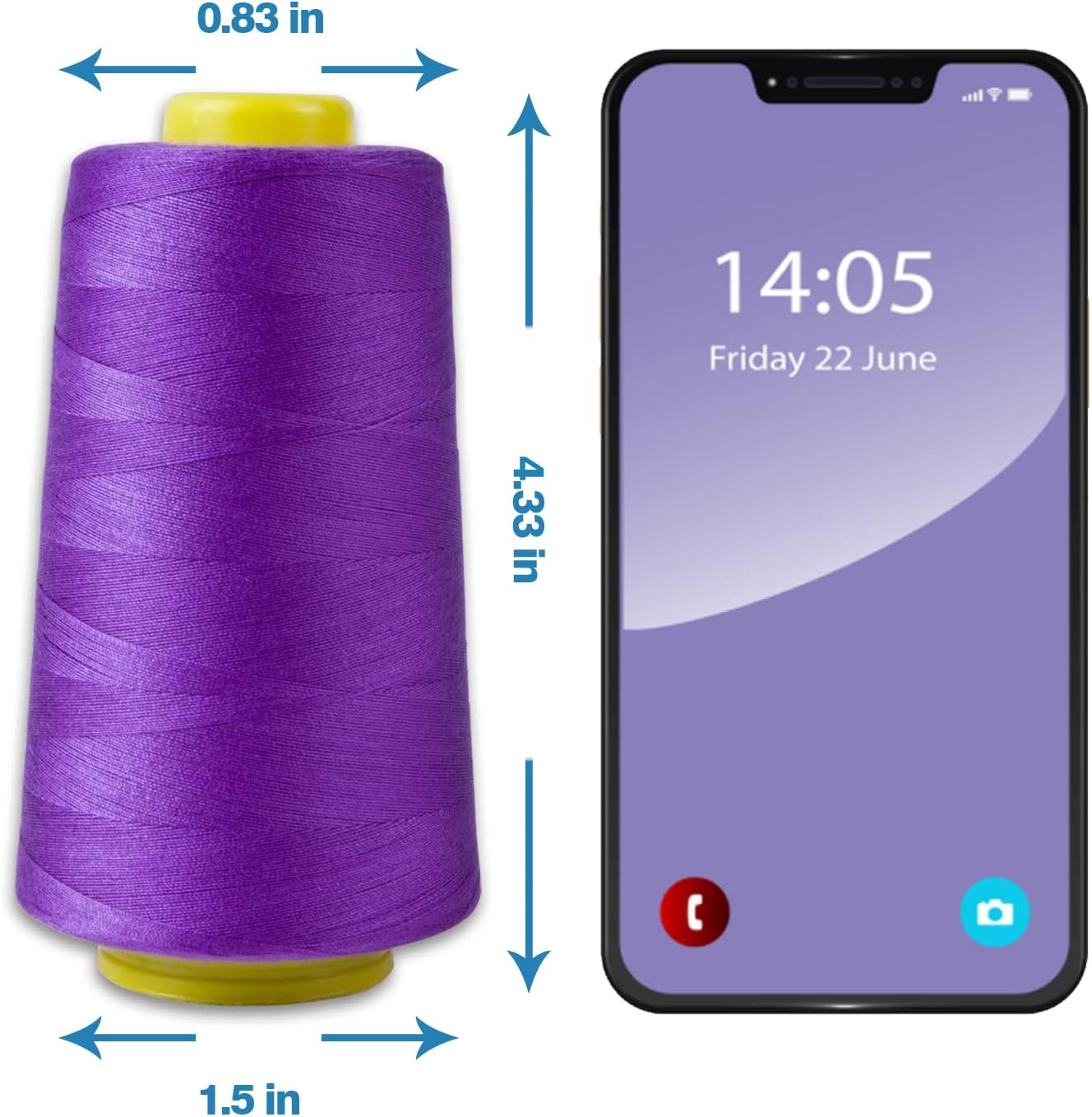 Black Serger Thread, All-Purpose Thread for Sewing, Polyester, 4 Cones of 3000 Yards Each Spool for Sewing Machine