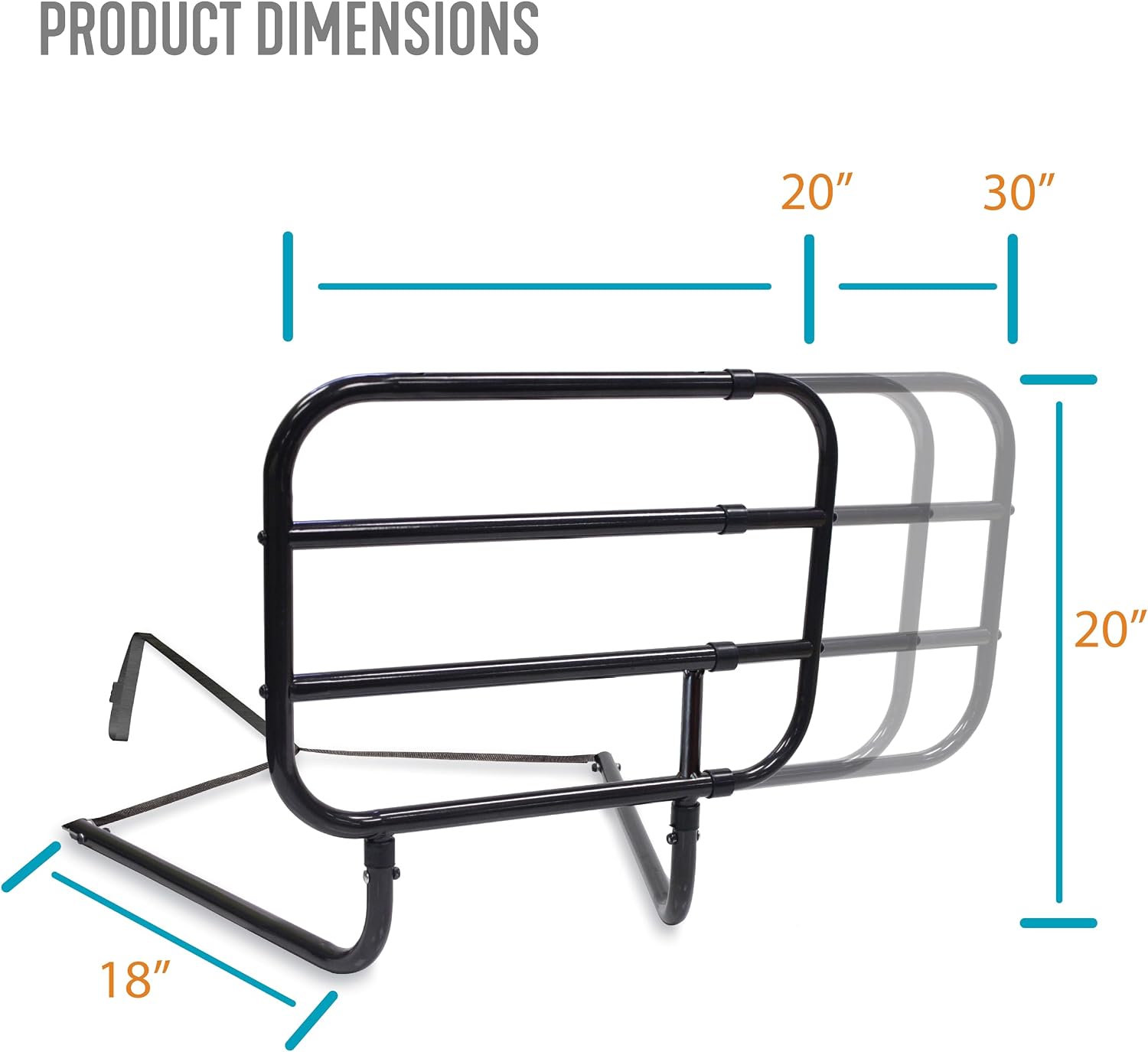 Able Life Bedside Extend-A-Rail, Adjustable Senior Bed Safety Railing and Stand Assist Grab Bar, Extendable Guardrail for Seniors and Elderly Adults