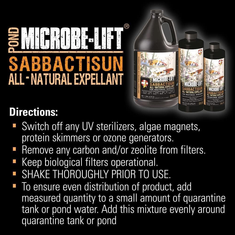 MICROBE-LIFT Sabbactisun Disease Treatment for Ponds and Outdoor Water Gardens, Disease Expellant for Pond Fish, 16 Fl Oz
