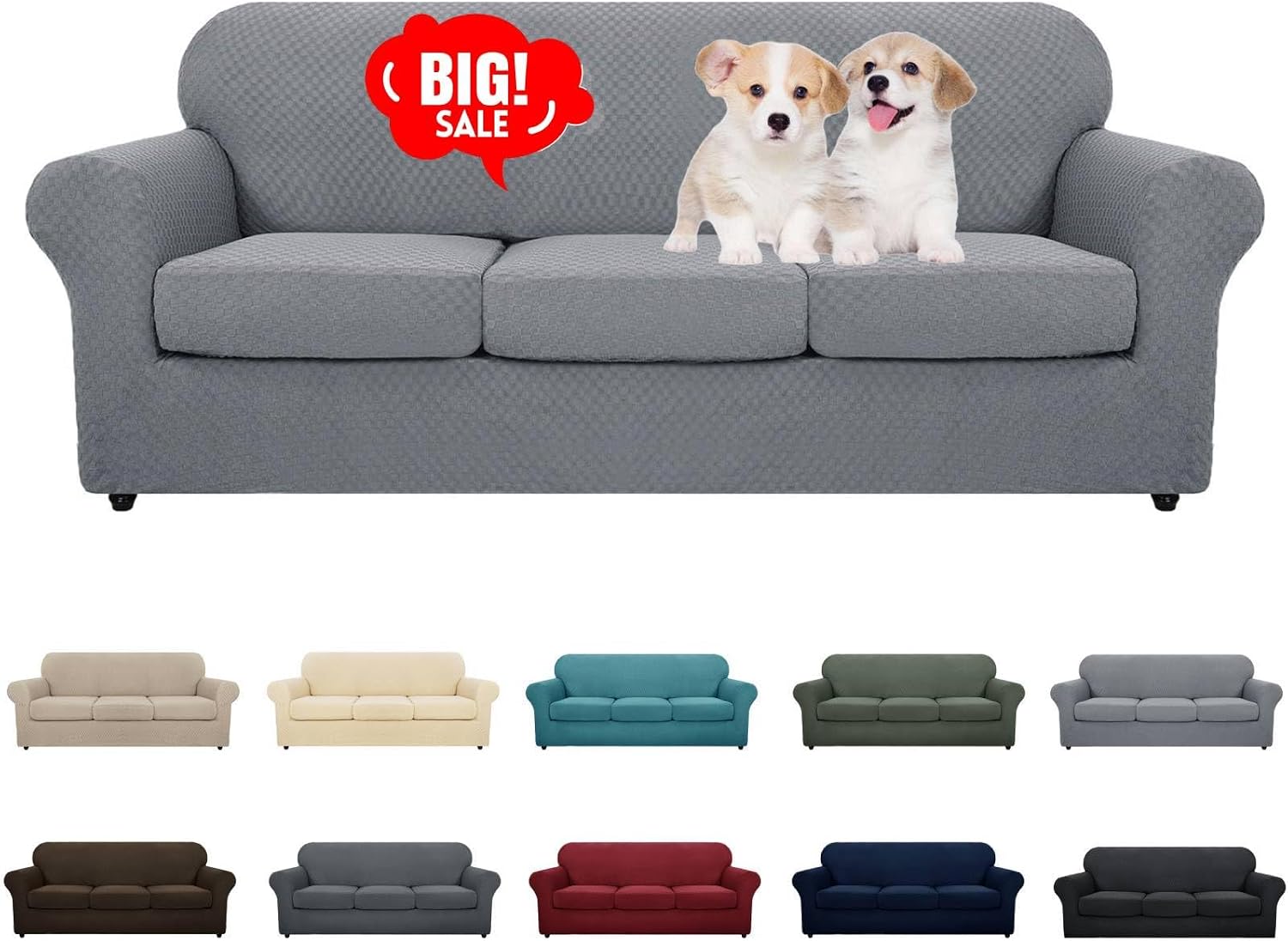 MAXIJIN Latest Recliner Slipcovers for Living Room 4 Pieces Stretch Jacquard Recliner Chair Cover Soft Fitted Recliner Protector with Elastic Bottom