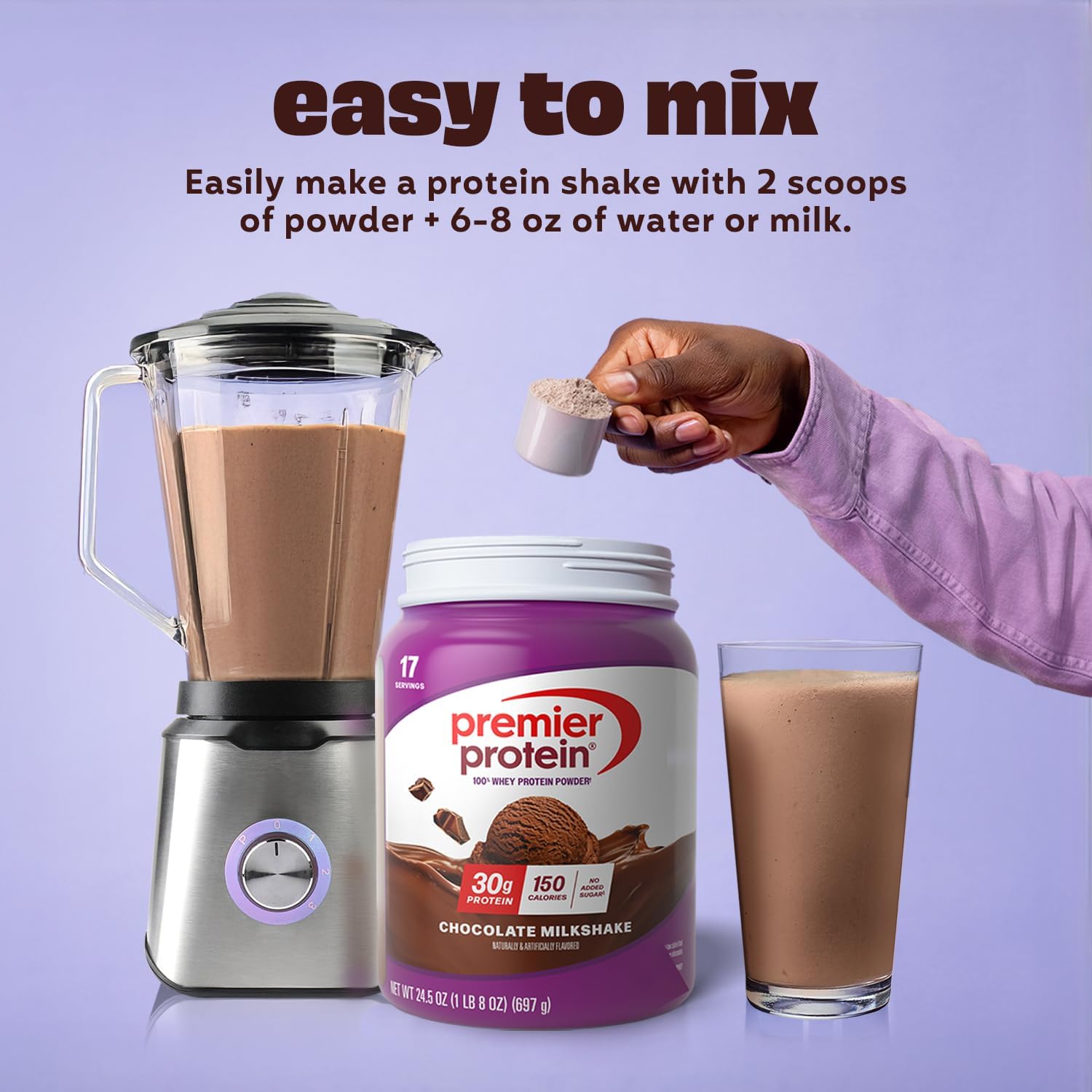 Premier Protein 30g High Protein Powder, 100% Whey, Chocolate, 17 Servings | No Added Sugar, Supports Muscle Health, Soy & Gluten-Free, 1.44 lb