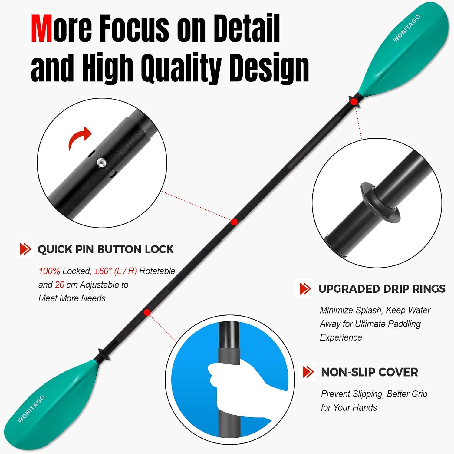 Kayak Paddle, Adjustable and Lightweight Kayaking Oar
