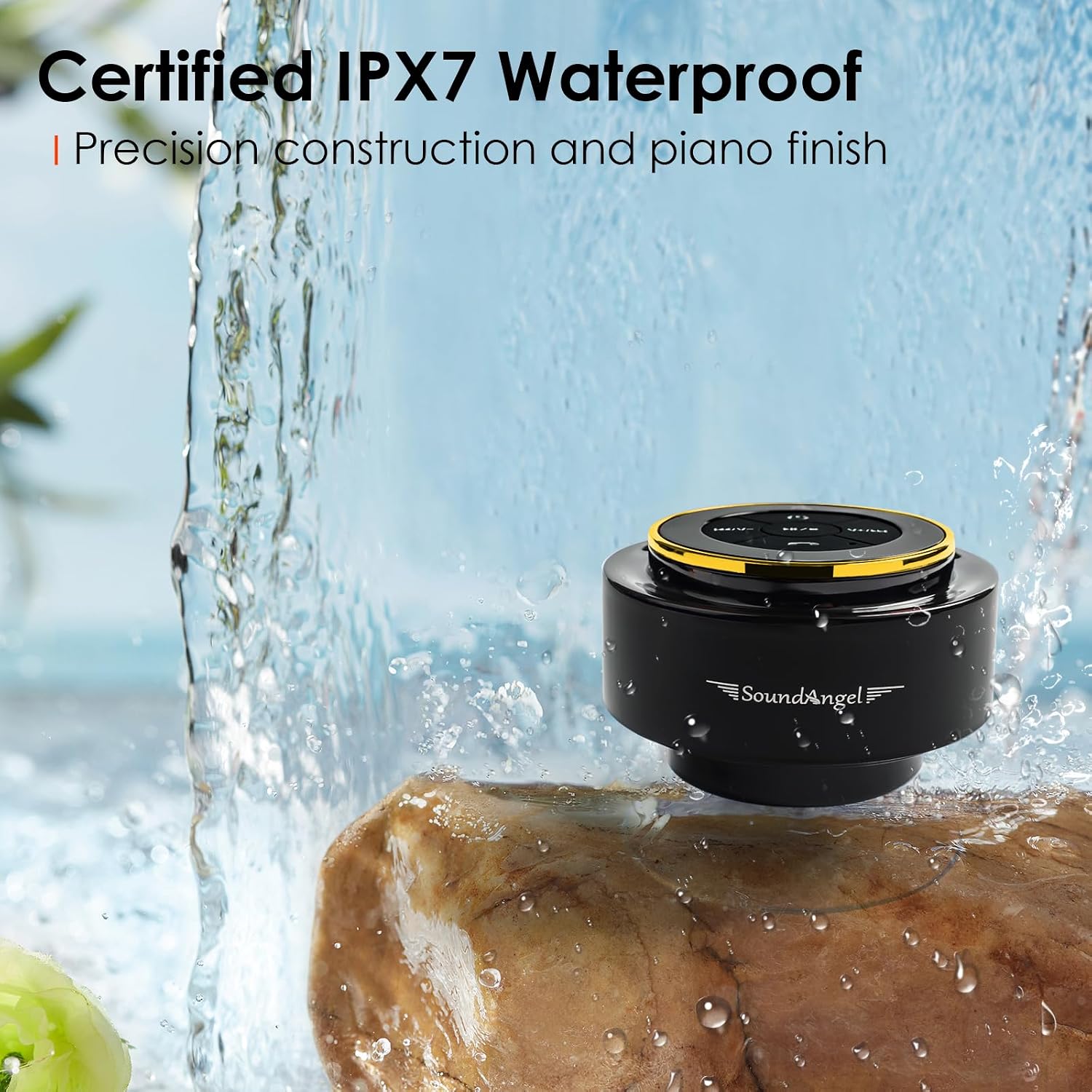 XLEADER, Upgraded, Pro Shower Speaker, Certified IPX7 Waterproof Bluetooth Speaker, with Suction Cup, Silicone Lanyard, 8W Crystal Sound&Rich Bass
