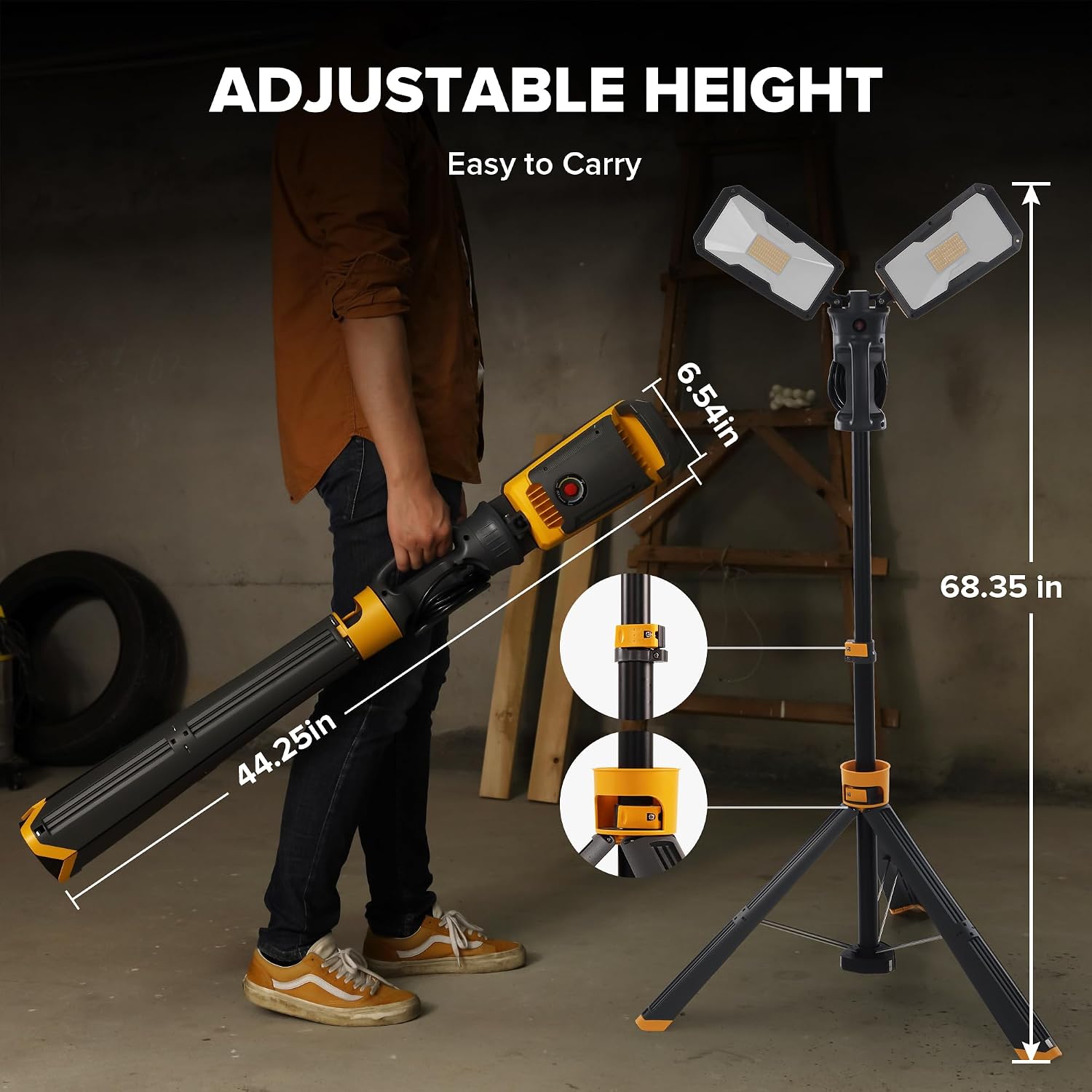 LUTEC Upgraded 5000K 15000 LM 105 W LED Work Light with Telescoping Tripod