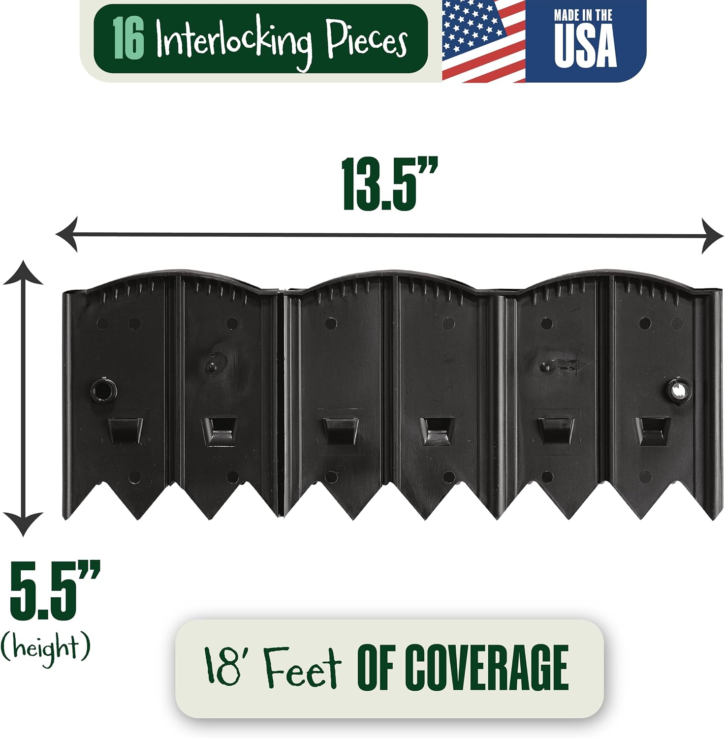 Dalen HammerEdge Pound in Edging - 16 Durable Interlocking Pieces -18 feet of Coverage - Made in USA - Easy to Install - 1 Pack | 16 Durable
