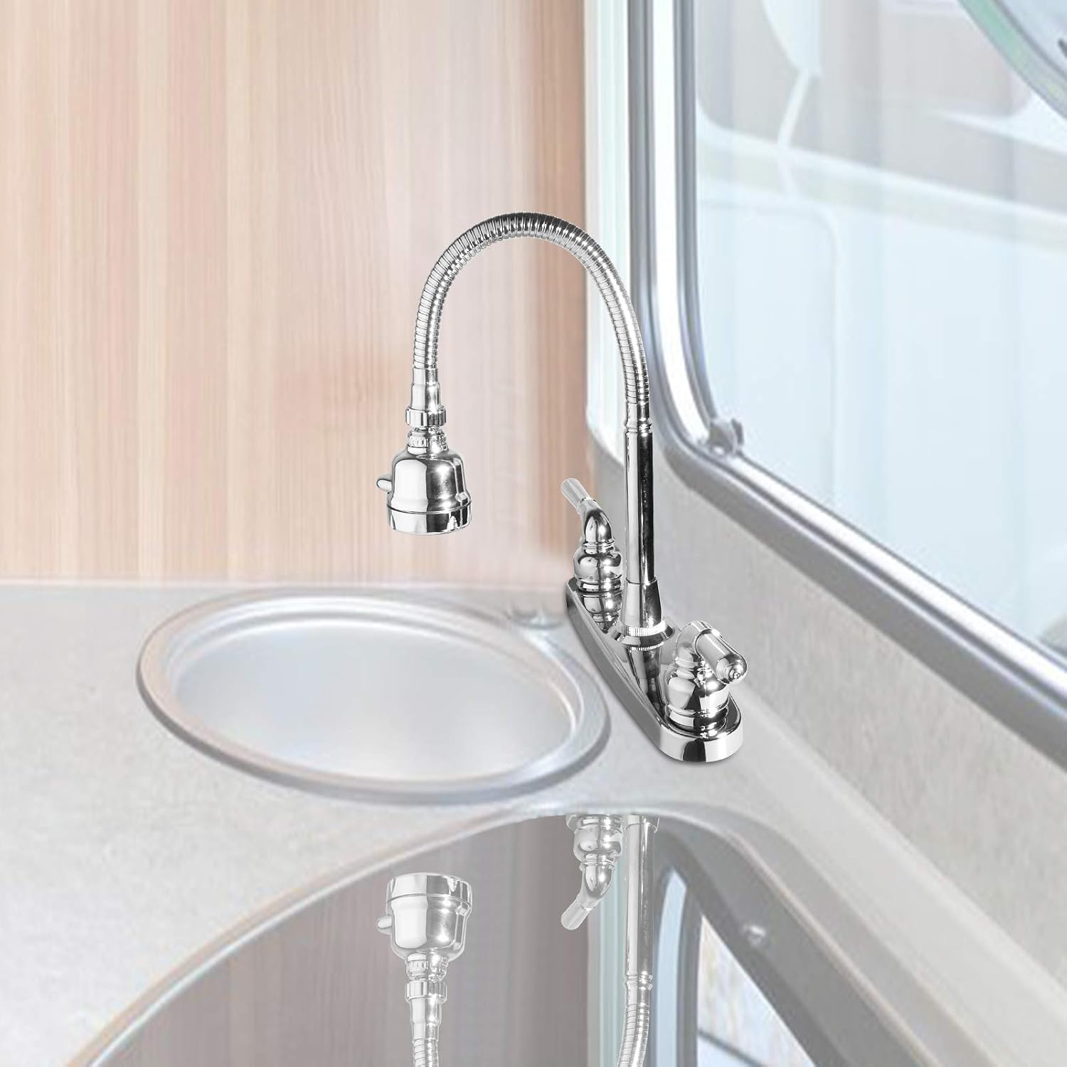 RV Kitchen Faucet,Camper RV Sink Faucets Kitchen Replacement,8 inch 2 Hole