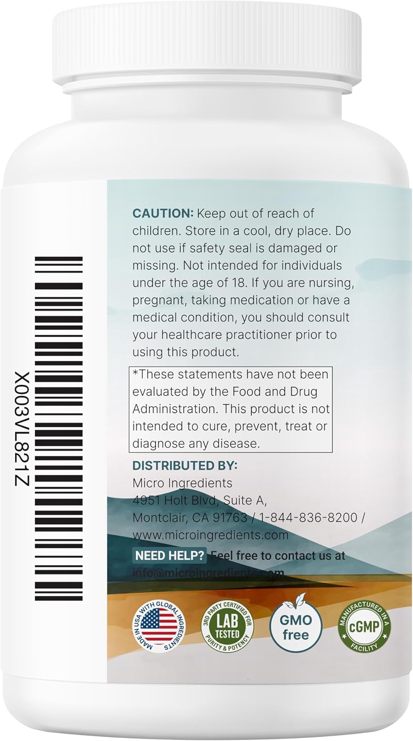 Micro Ingredients Magnesium Glycinate 500mg Per Serving, 240 Capsules | Potent Elemental Form, Chelated, High Absorption | Healthy Muscle, Bones